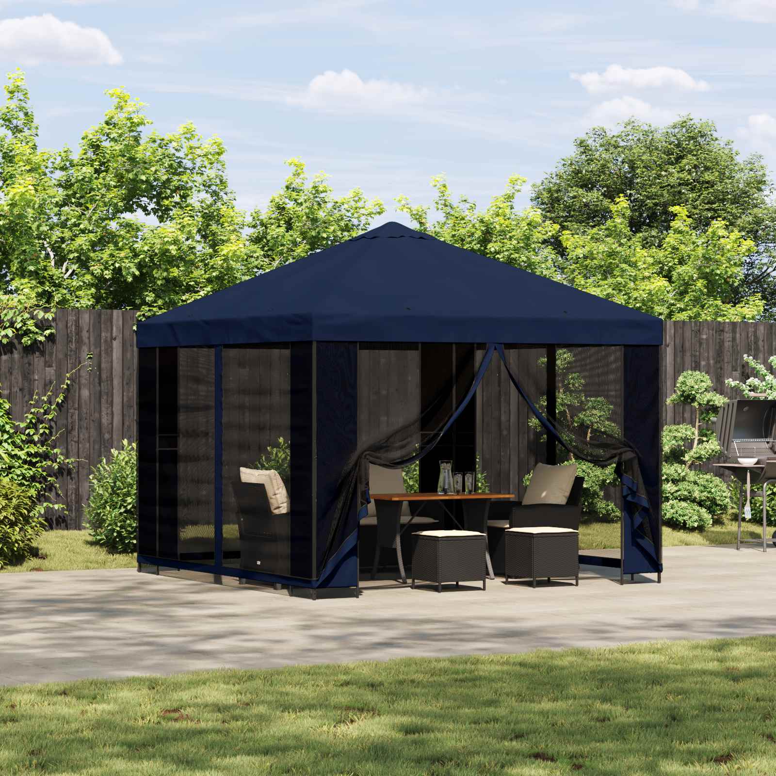 Prieel 3 x 3 m Blauw Polyester en staal 190 is nu te koop bij PeponiXL, paradijselijk wonen!