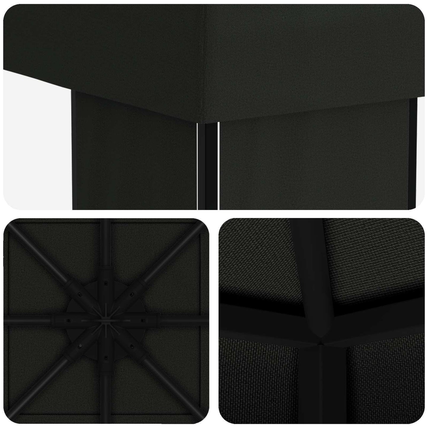 Prieel 4 × 3 m Zwart Polyester en staal 190 is nu te koop bij PeponiXL, paradijselijk wonen!