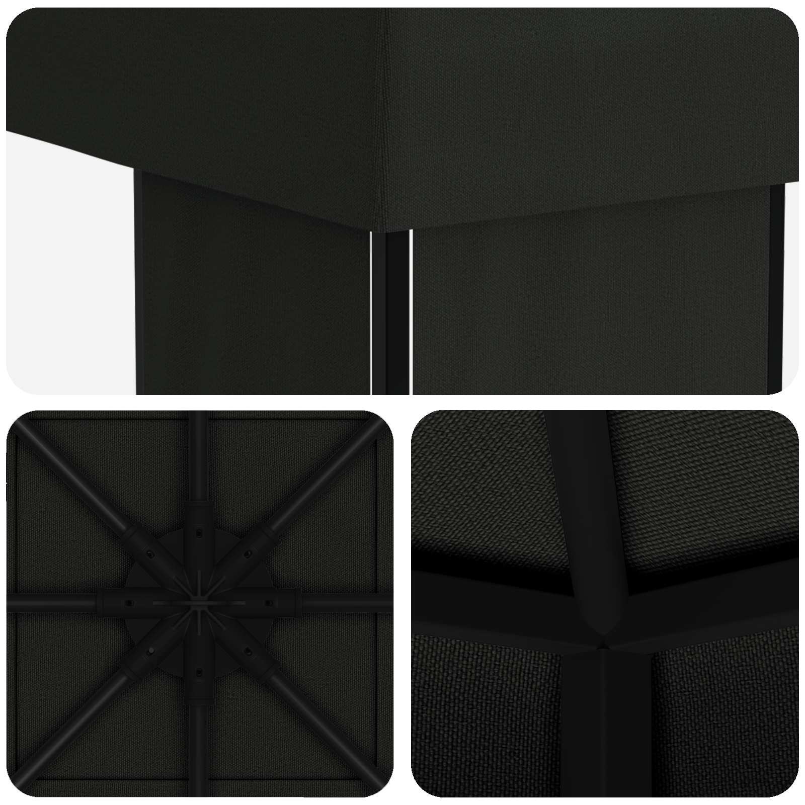 Prieel 4 × 3 m Zwart Polyester en staal 190 is nu te koop bij PeponiXL, paradijselijk wonen!
