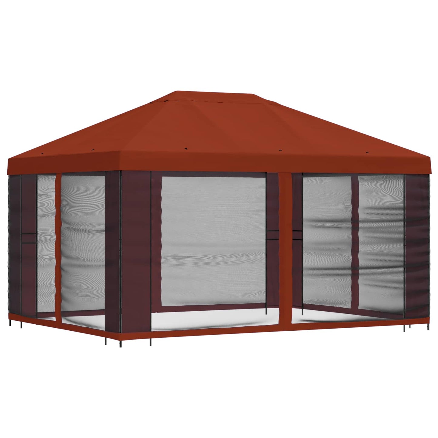 Paviljoen met zijwanden 4 × 3 m Terracotta Polyester en staal