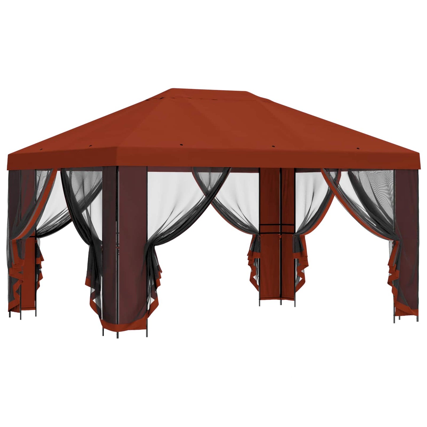 Paviljoen met zijwanden 4 × 3 m Terracotta Polyester en staal