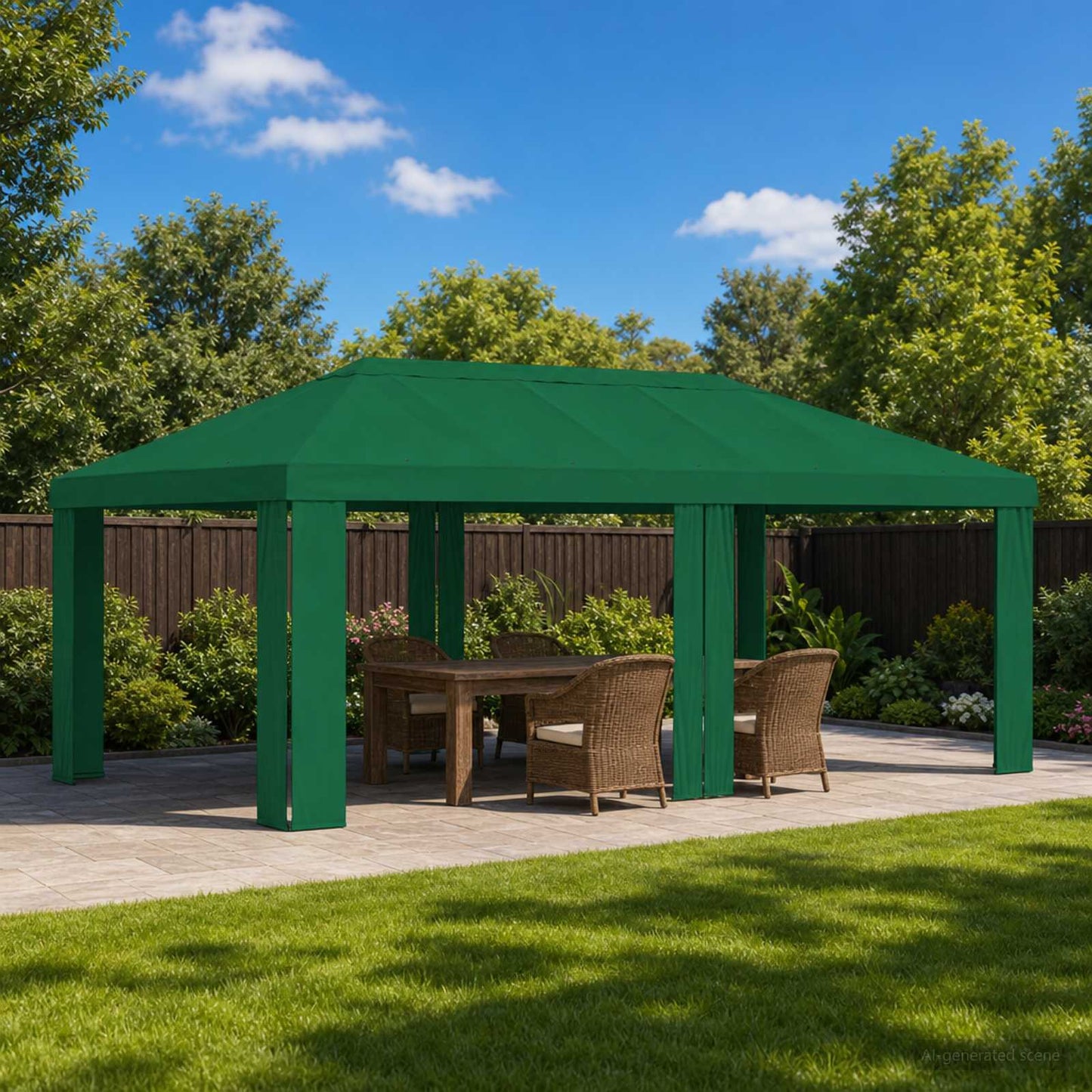 Paviljoenhoes 6 x 3 m Groen Polyester 190 gsm is nu te koop bij PeponiXL, paradijselijk wonen!