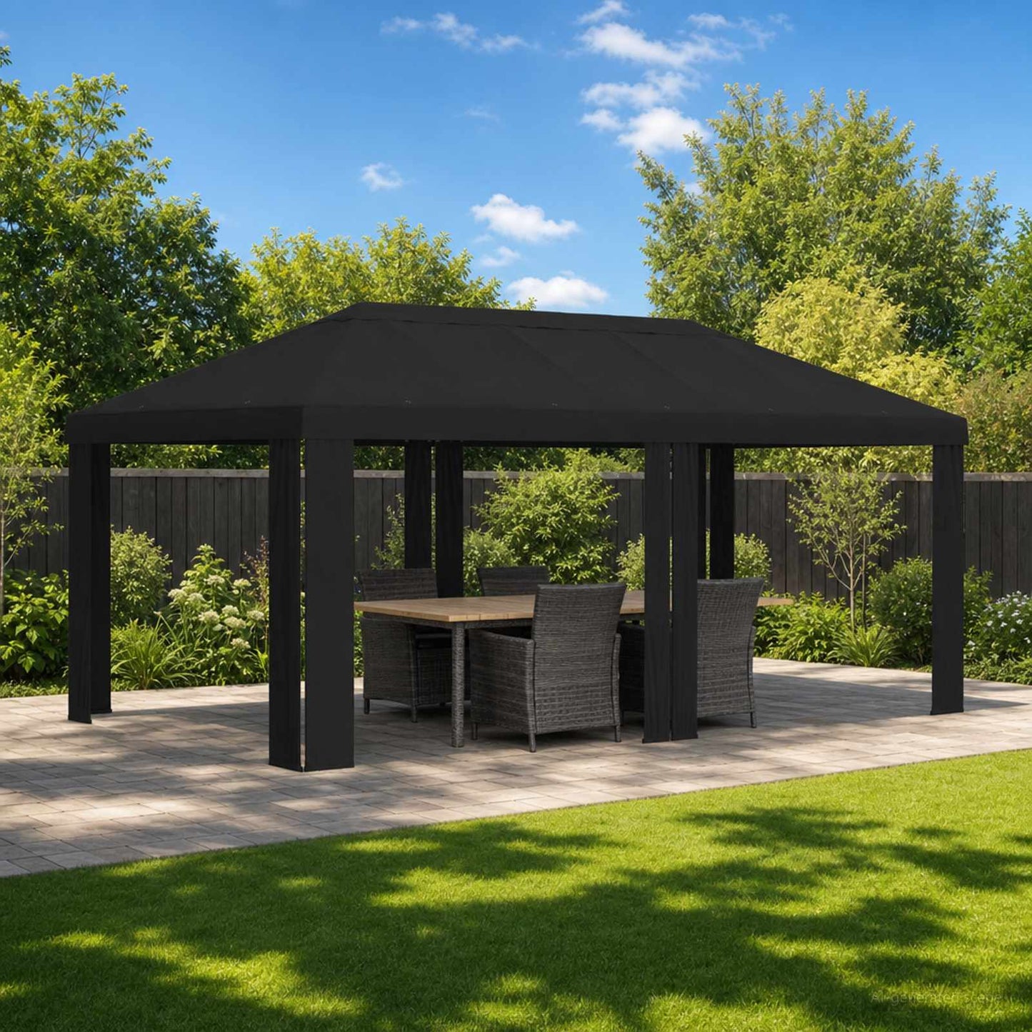 Paviljoenhoes 6 x 3 m Zwart Polyester 190 gsm is nu te koop bij PeponiXL, paradijselijk wonen!