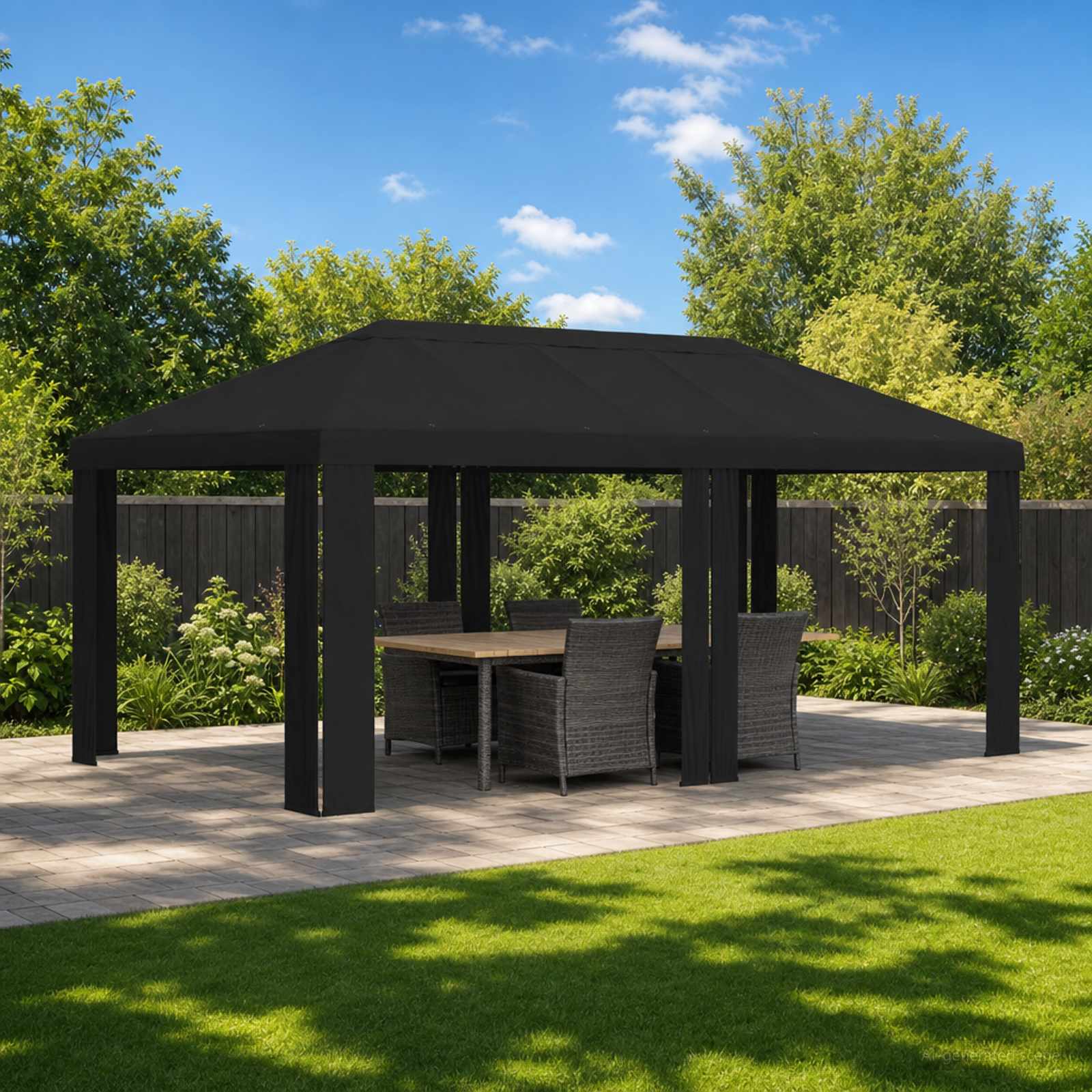 Paviljoenhoes 6 x 3 m Zwart Polyester 190 gsm is nu te koop bij PeponiXL, paradijselijk wonen!