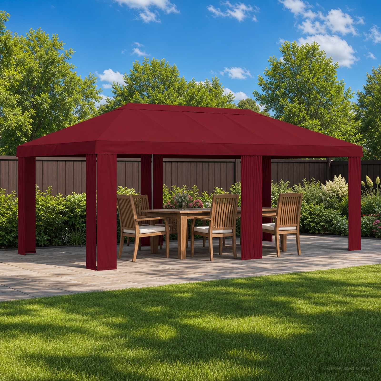 Paviljoenhoes 6 x 3 m Bordeauxrood Polyester 190 gsm is nu te koop bij PeponiXL, paradijselijk wonen!