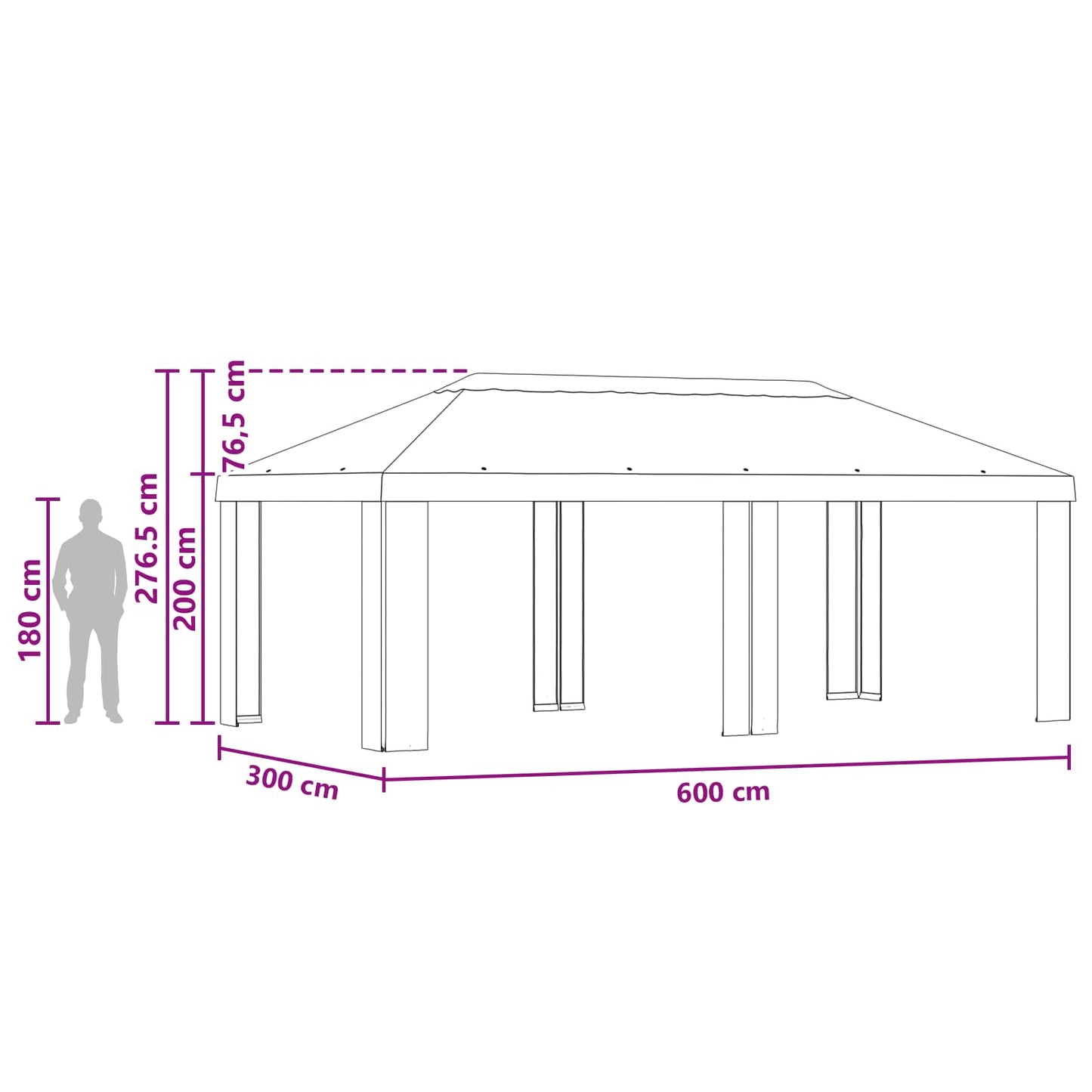 Paviljoenhoes 6 x 3 m Bordeauxrood Polyester 190 gsm is nu te koop bij PeponiXL, paradijselijk wonen!