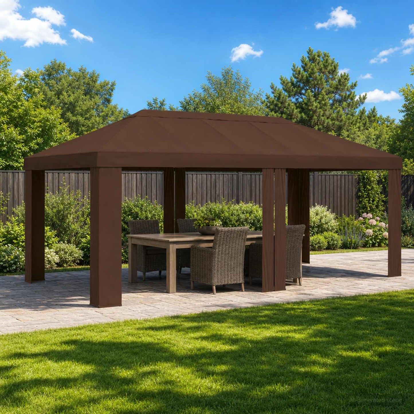 Paviljoenhoes 6 x 3 m Bruin Polyester 190 gsm is nu te koop bij PeponiXL, paradijselijk wonen!
