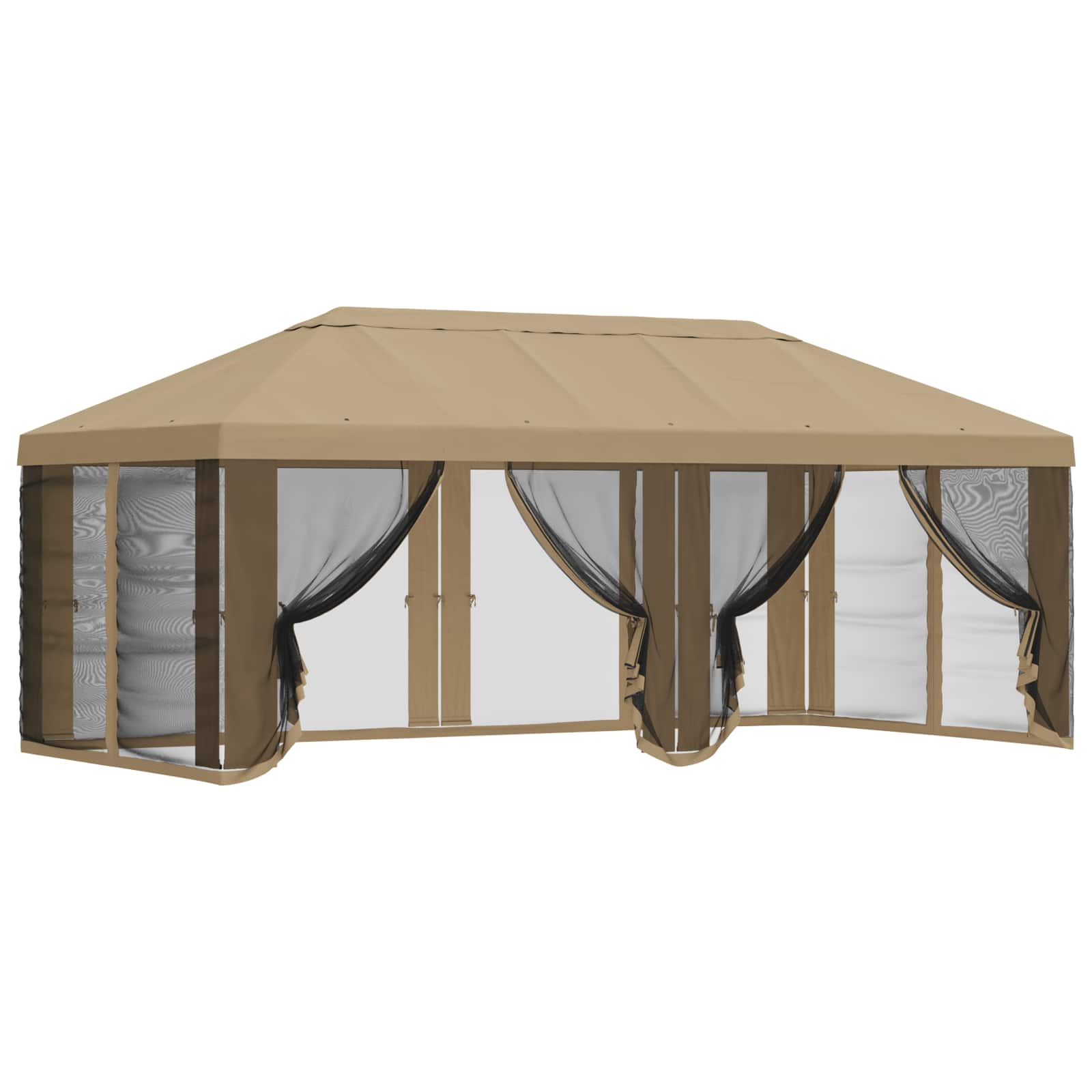 Gazebo Hoes met Zijwanden Beige 600,5 x 300,5 cm Polyester is nu te koop bij PeponiXL, paradijselijk wonen!
