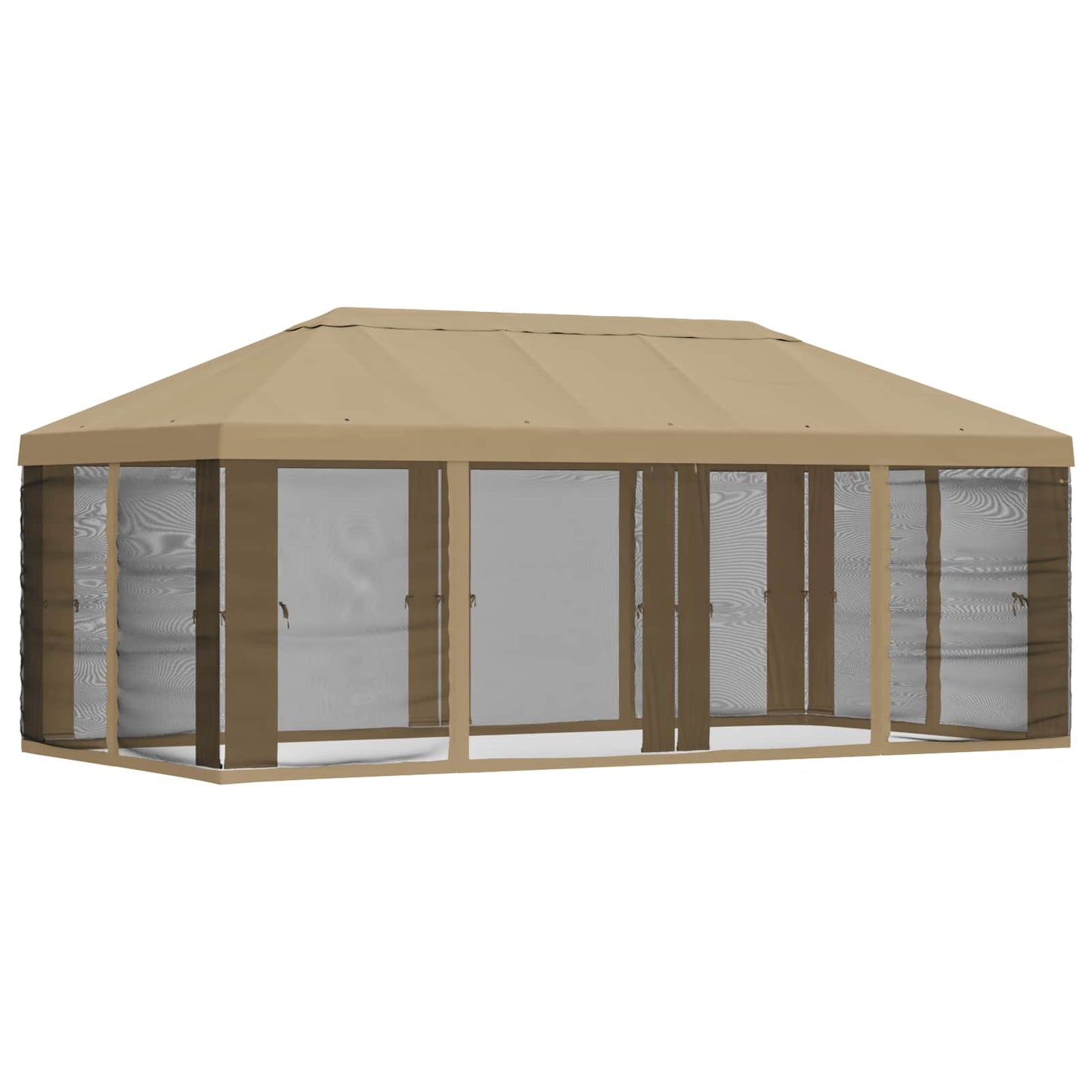 Gazebo Hoes met Zijwanden Beige 600,5 x 300,5 cm Polyester is nu te koop bij PeponiXL, paradijselijk wonen!