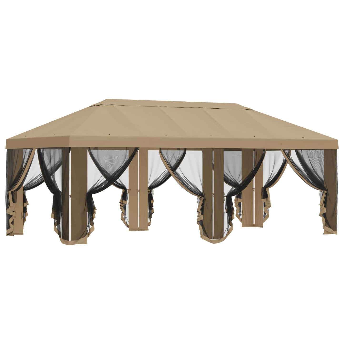 Gazebo Hoes met Zijwanden Beige 600,5 x 300,5 cm Polyester is nu te koop bij PeponiXL, paradijselijk wonen!