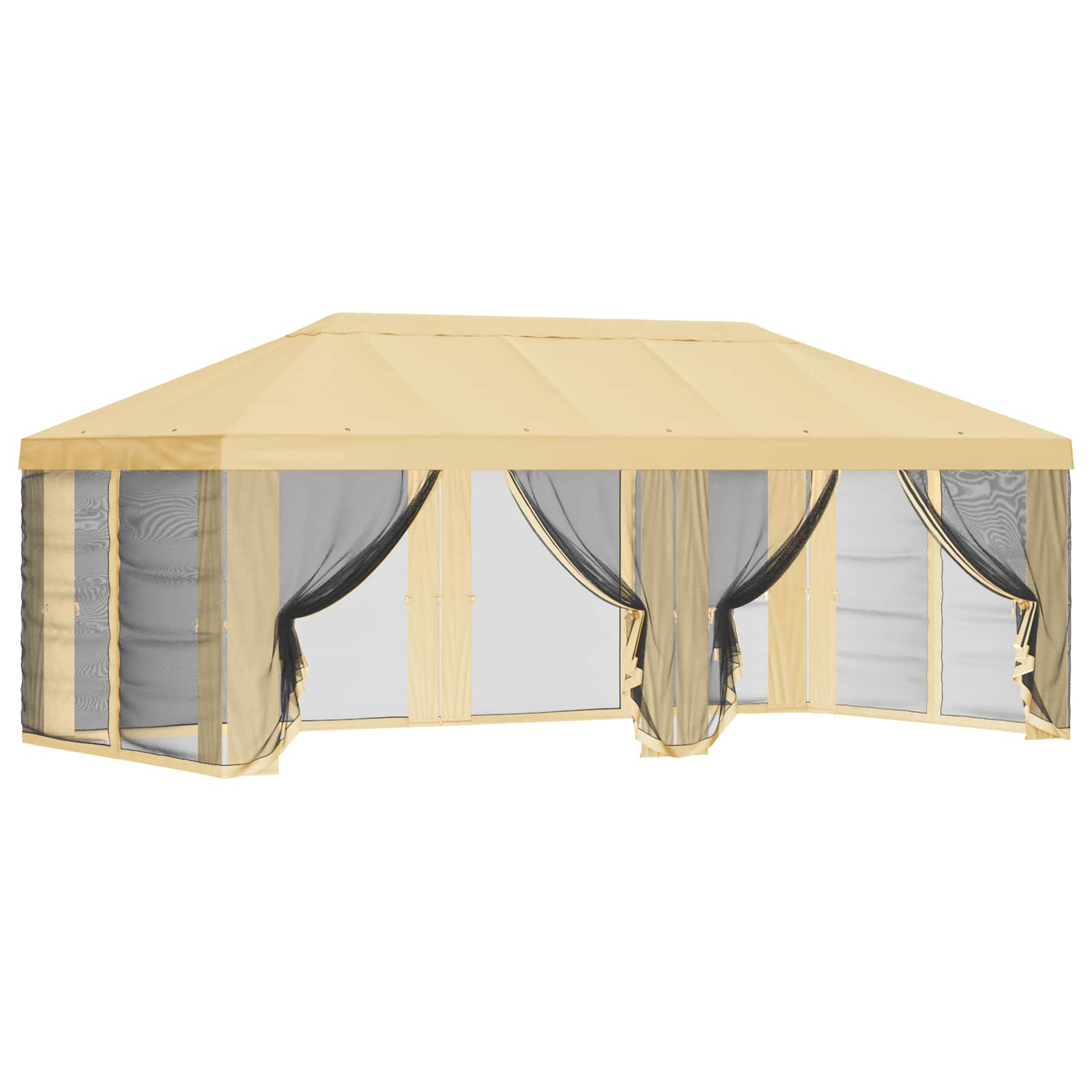 Gazebo Hoes met Zijwanden Crèmekleurig 600,5 x 300,5 cm is nu te koop bij PeponiXL, paradijselijk wonen!
