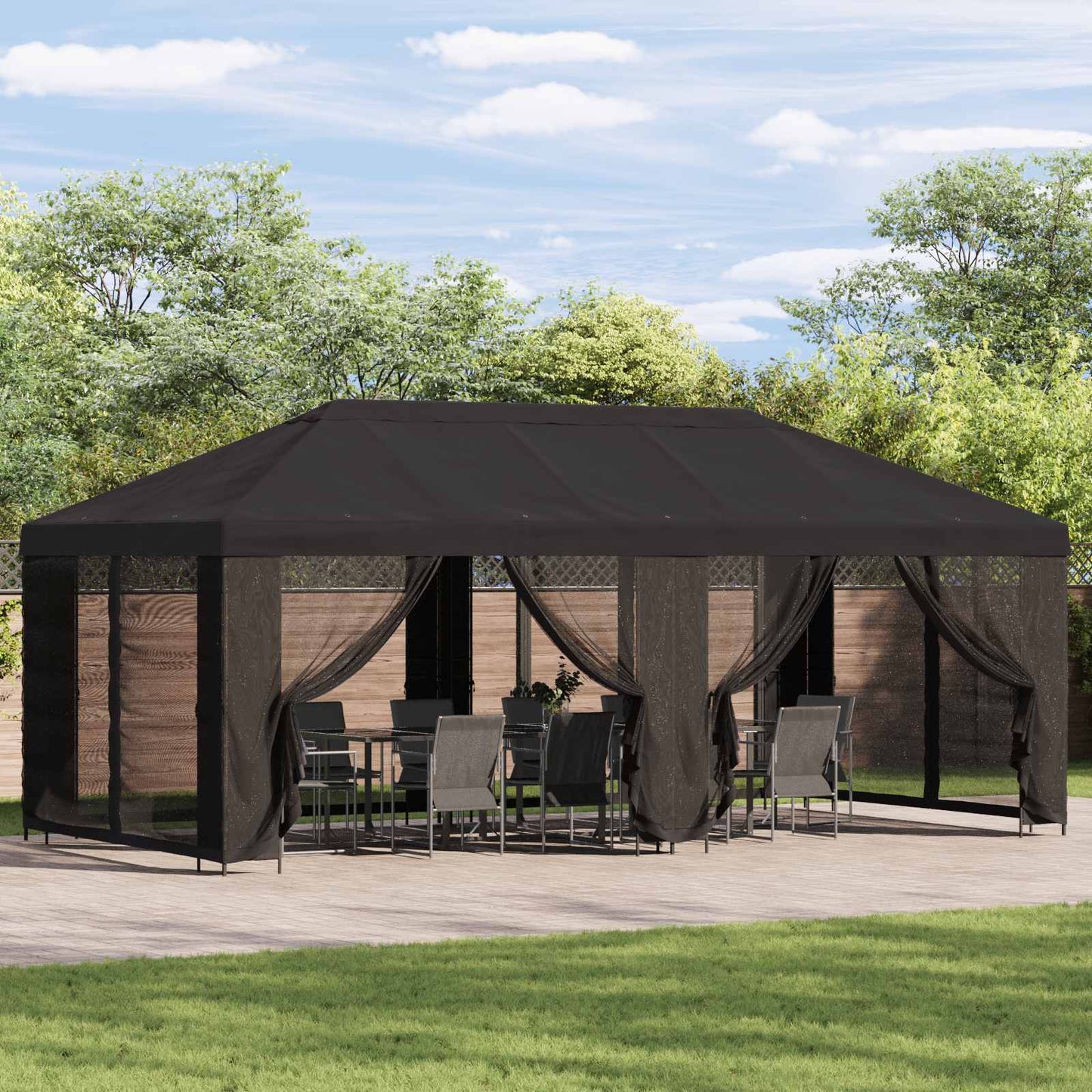 Gazebo Hoes met Zijwanden Antracietkleurig 600,5 x 300,5 cm is nu te koop bij PeponiXL, paradijselijk wonen!