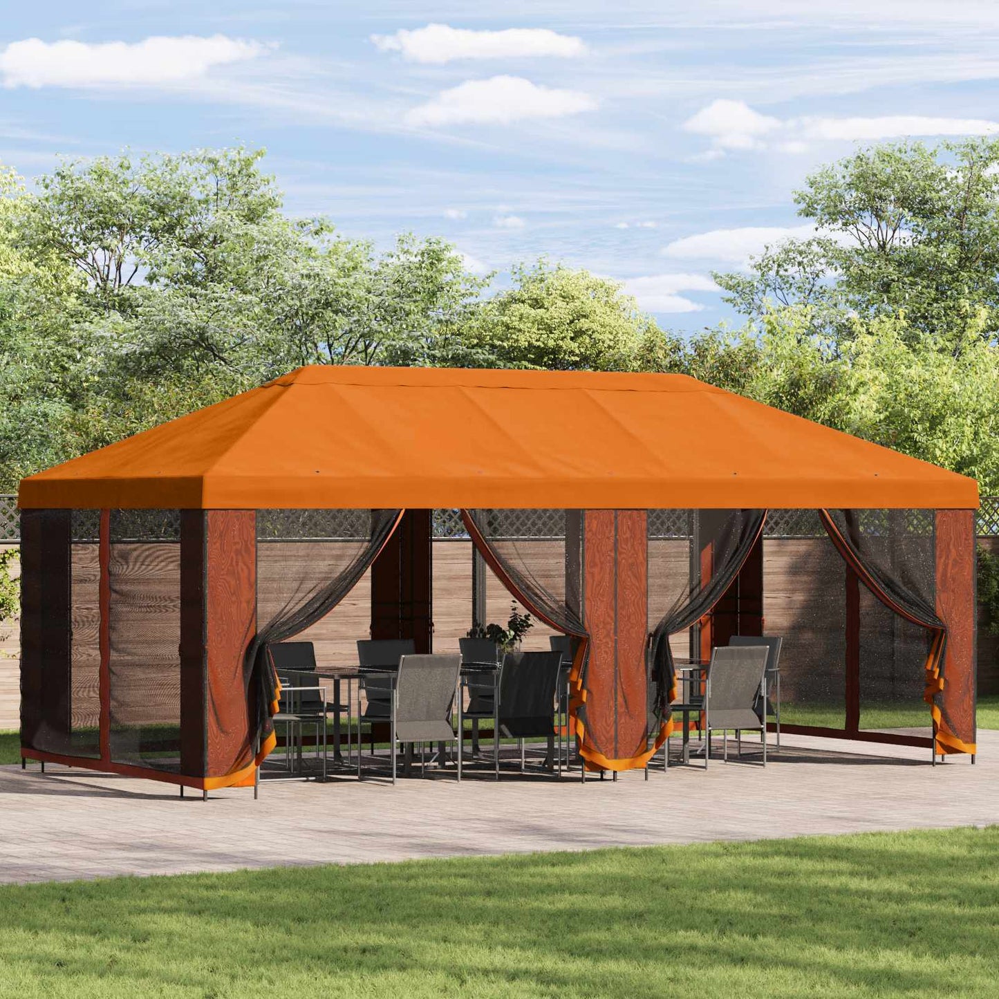 Gazebo Hoes met Zijwanden Oranje 600,5 x 300,5 cm Polyester is nu te koop bij PeponiXL, paradijselijk wonen!