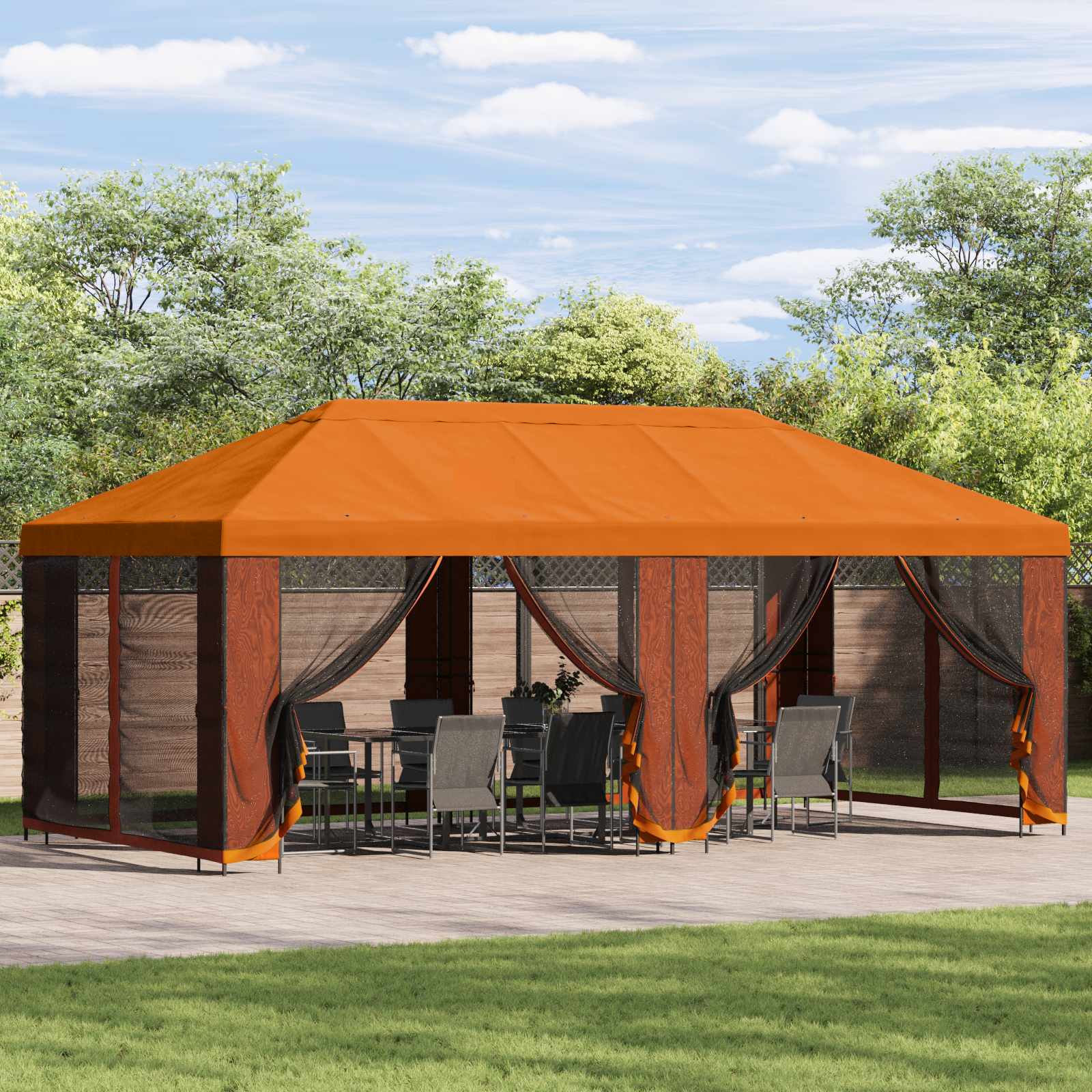 Gazebo Hoes met Zijwanden Oranje 600,5 x 300,5 cm Polyester is nu te koop bij PeponiXL, paradijselijk wonen!