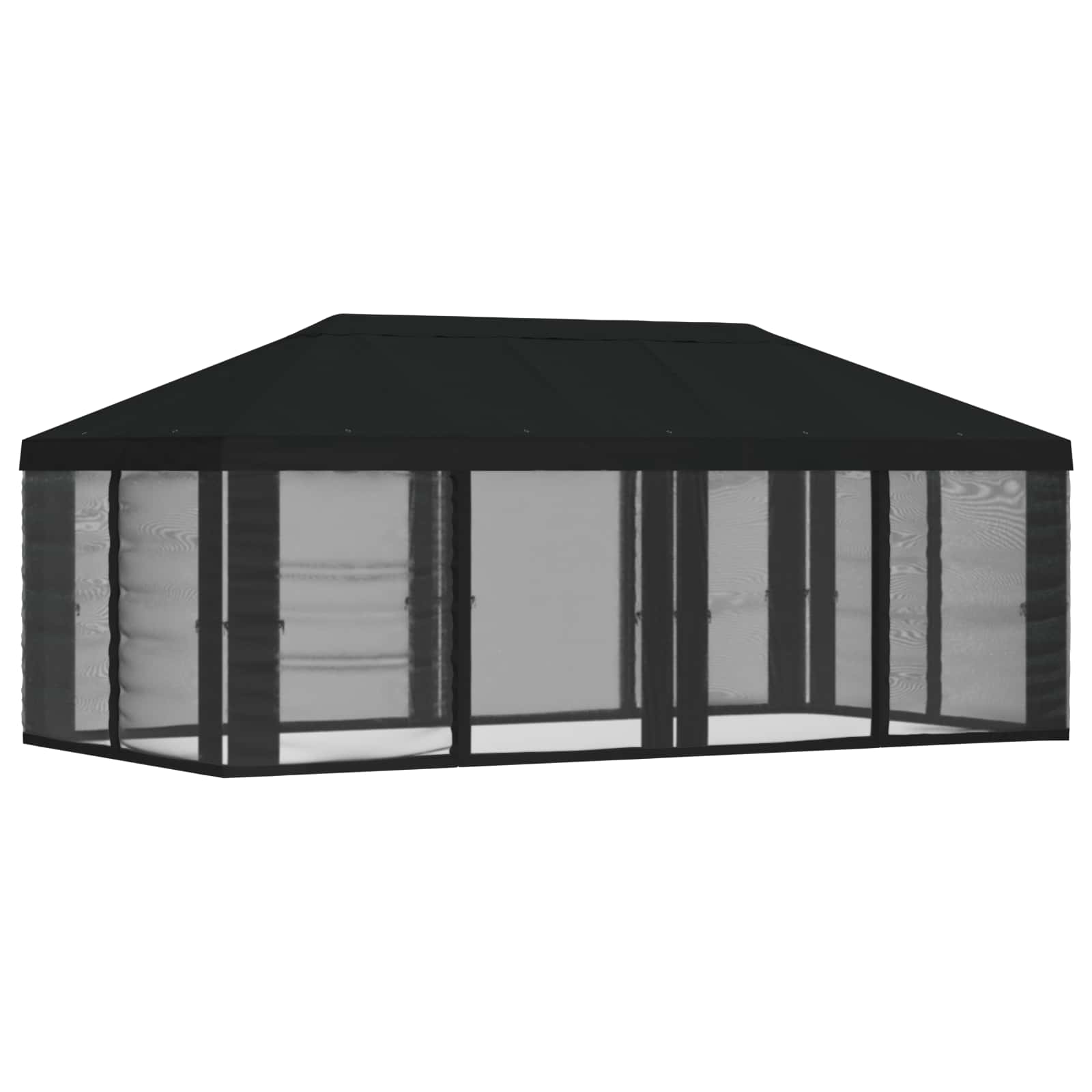 Gazebo Hoes met Zijwanden Zwart 600,5 x 300,5 cm Polyester is nu te koop bij PeponiXL, paradijselijk wonen!