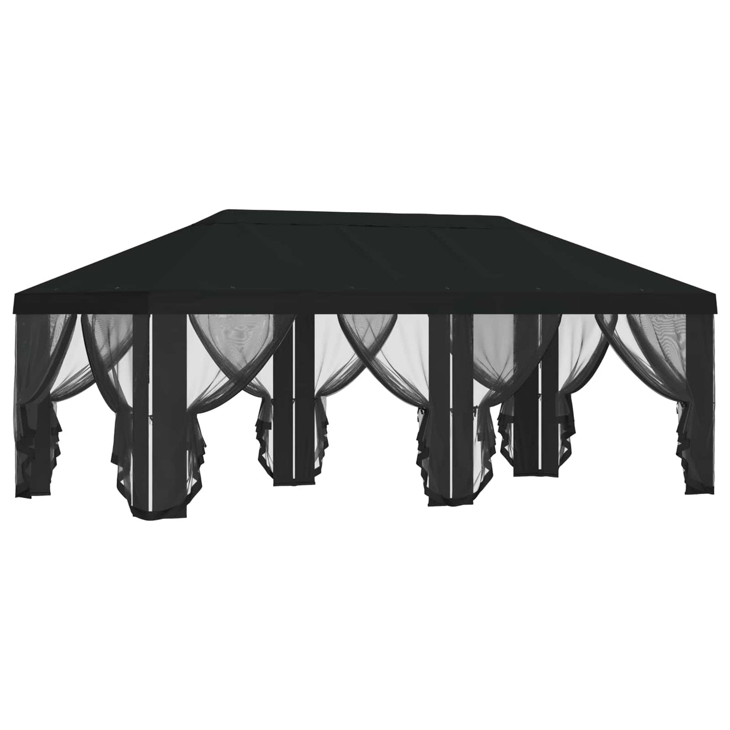 Gazebo Hoes met Zijwanden Zwart 600,5 x 300,5 cm Polyester is nu te koop bij PeponiXL, paradijselijk wonen!