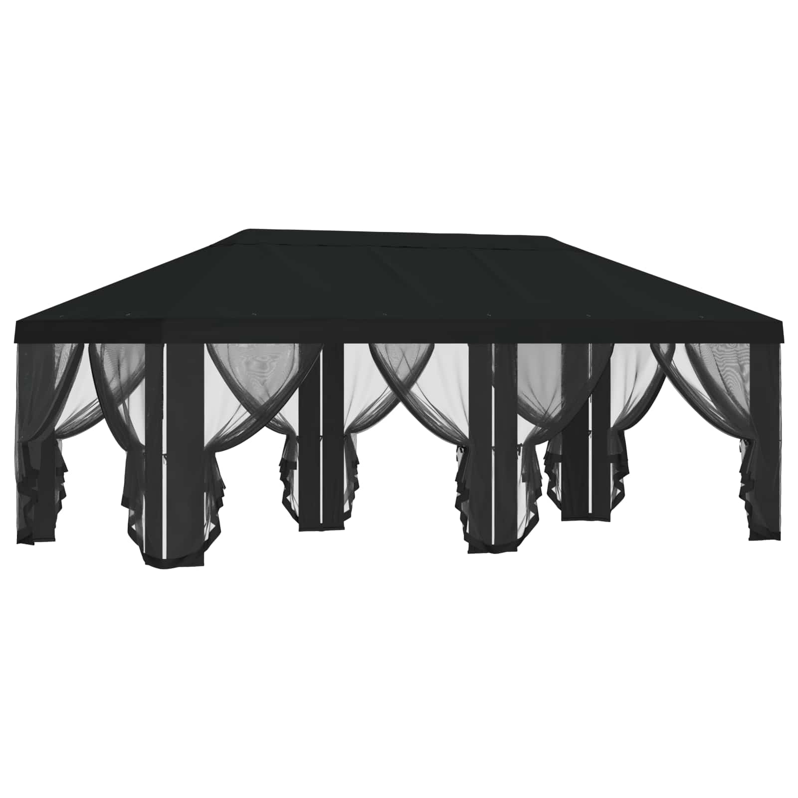 Gazebo Hoes met Zijwanden Zwart 600,5 x 300,5 cm Polyester is nu te koop bij PeponiXL, paradijselijk wonen!