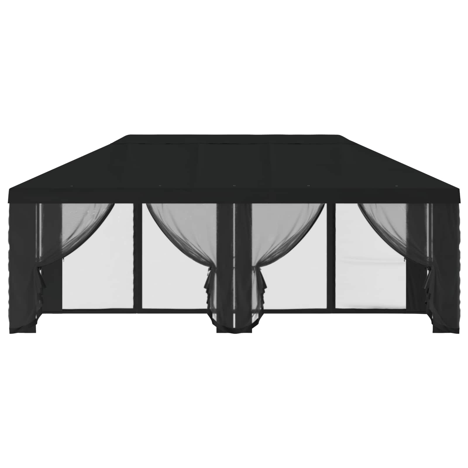 Gazebo Hoes met Zijwanden Zwart 600,5 x 300,5 cm Polyester is nu te koop bij PeponiXL, paradijselijk wonen!