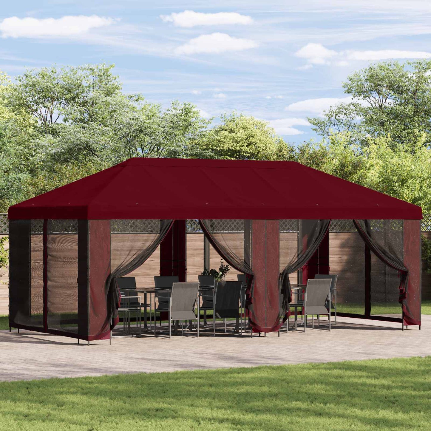 Gazebo Hoes met Zijwanden Bordeauxrood 600,5 x 300,5 cm is nu te koop bij PeponiXL, paradijselijk wonen!