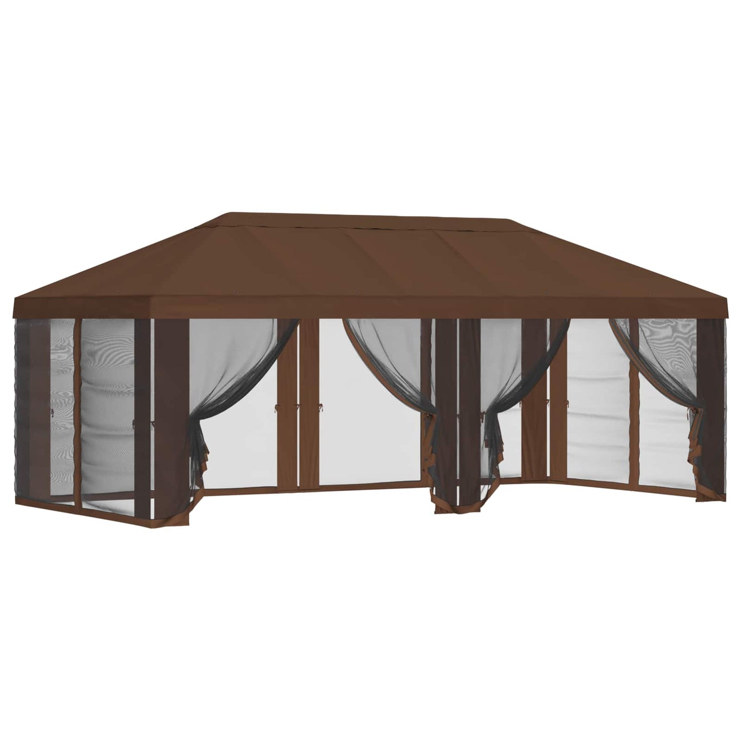Gazebo Hoes met Zijwanden Bruin 600,5 x 300,5 cm Polyester is nu te koop bij PeponiXL, paradijselijk wonen!