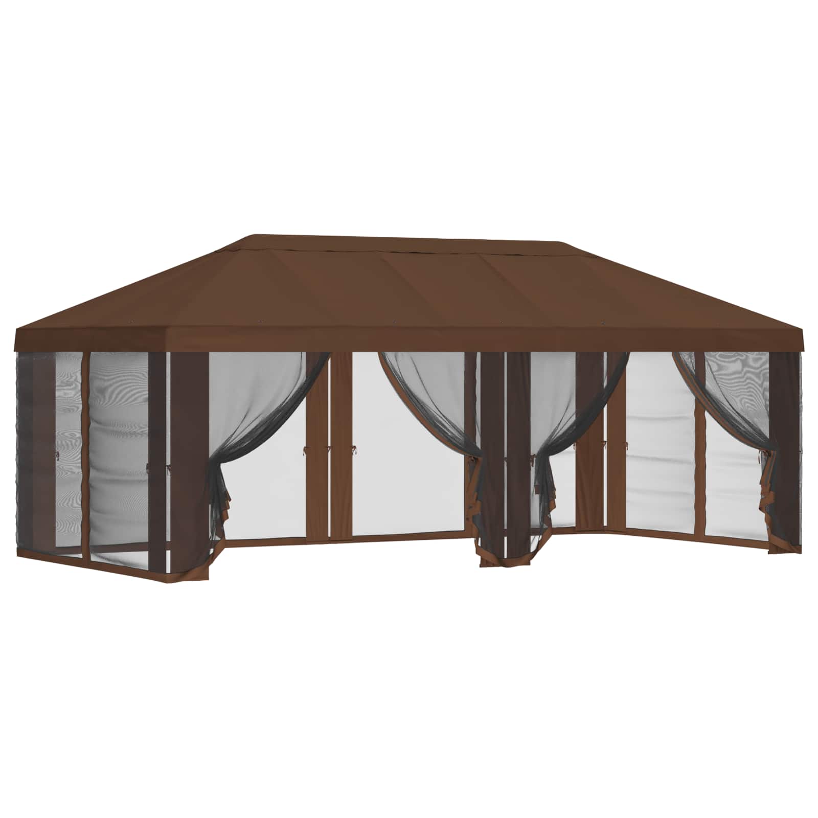 Gazebo Hoes met Zijwanden Bruin 600,5 x 300,5 cm Polyester is nu te koop bij PeponiXL, paradijselijk wonen!
