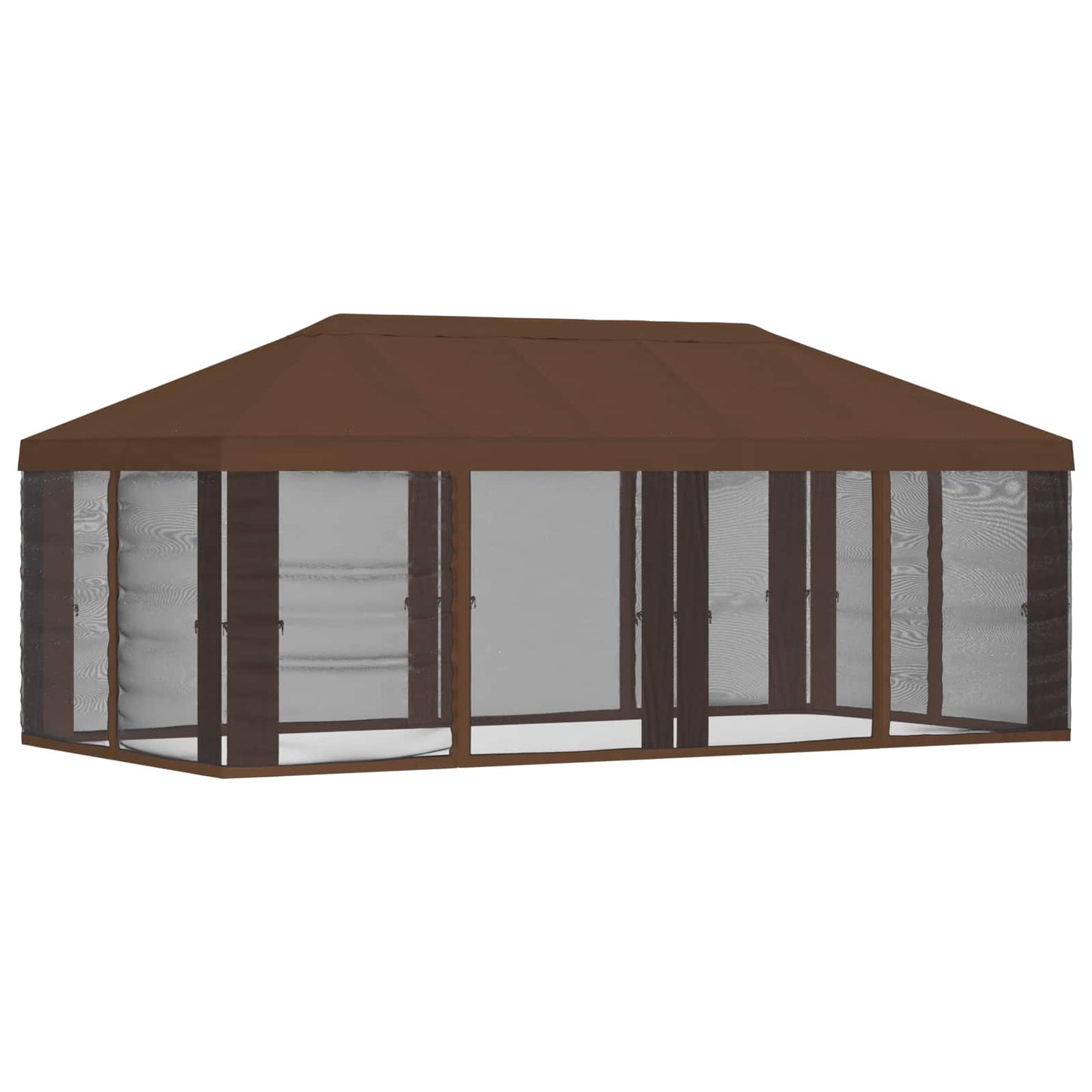 Gazebo Hoes met Zijwanden Bruin 600,5 x 300,5 cm Polyester is nu te koop bij PeponiXL, paradijselijk wonen!