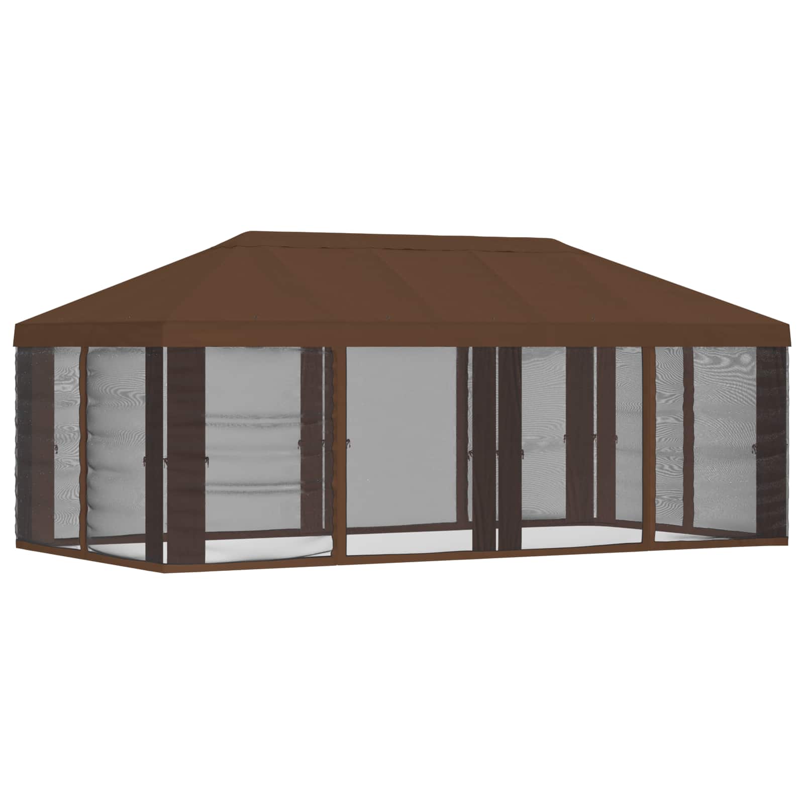 Gazebo Hoes met Zijwanden Bruin 600,5 x 300,5 cm Polyester is nu te koop bij PeponiXL, paradijselijk wonen!