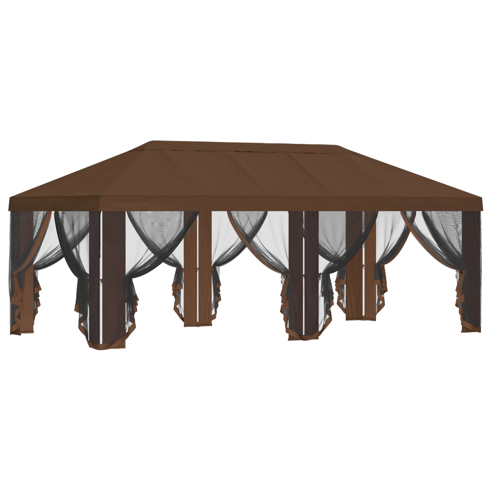 Gazebo Hoes met Zijwanden Bruin 600,5 x 300,5 cm Polyester is nu te koop bij PeponiXL, paradijselijk wonen!