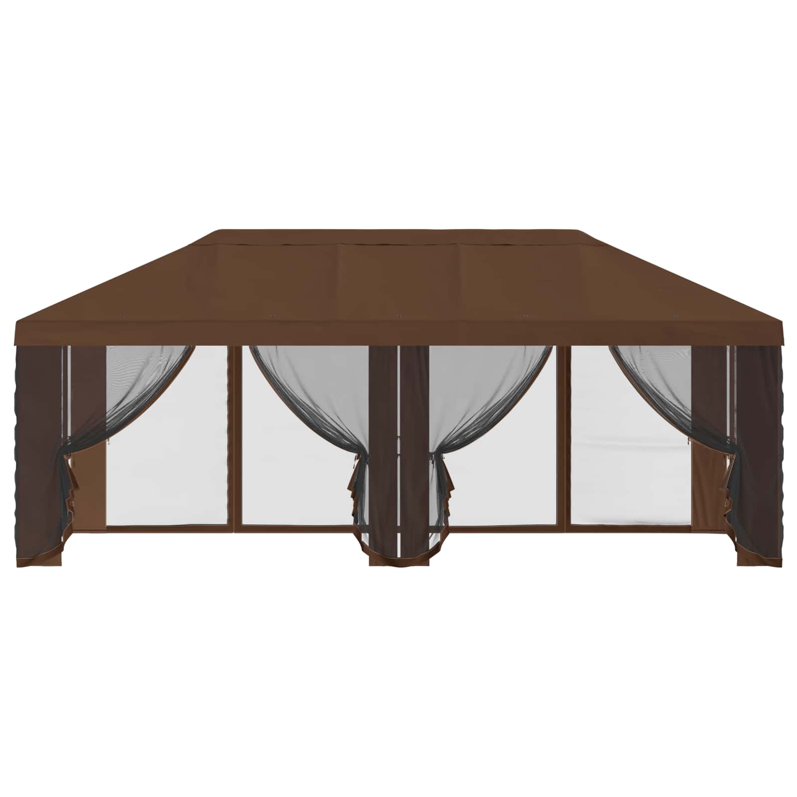 Gazebo Hoes met Zijwanden Bruin 600,5 x 300,5 cm Polyester is nu te koop bij PeponiXL, paradijselijk wonen!
