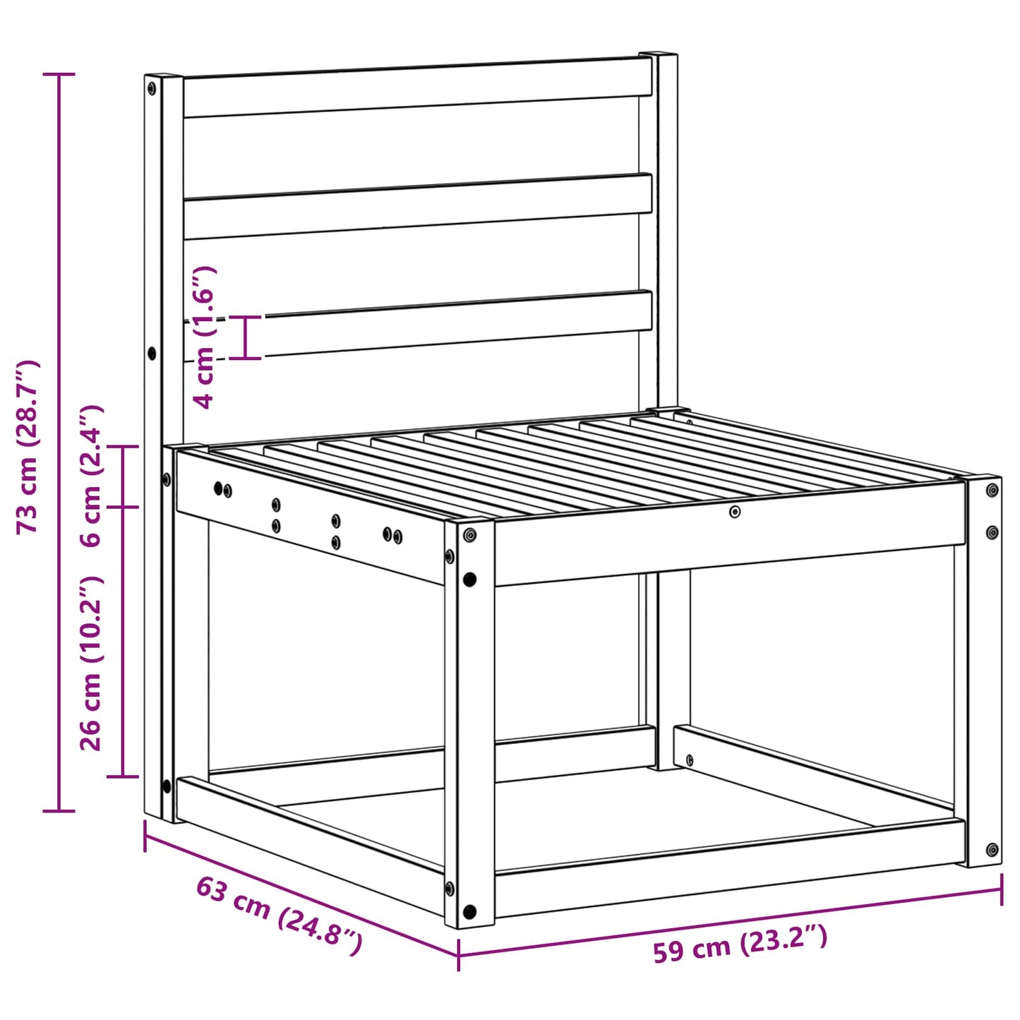 Buiten Midden Sofa Massief Acaciahout Naturel 59 x 63 x 73 cm is nu te koop bij PeponiXL, paradijselijk wonen!