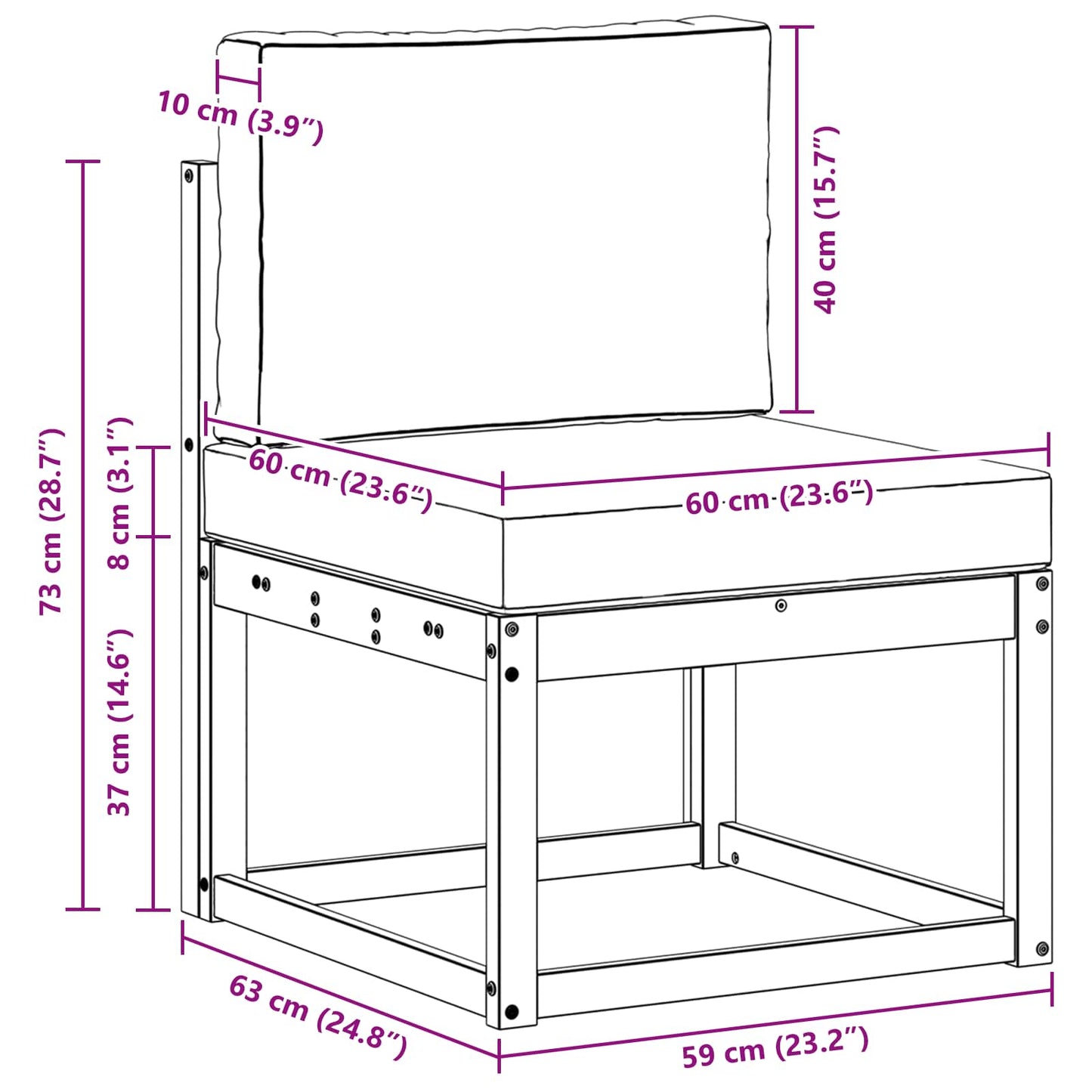 Buiten Midden Sofa Massief Acaciahout Naturel is nu te koop bij PeponiXL, paradijselijk wonen!