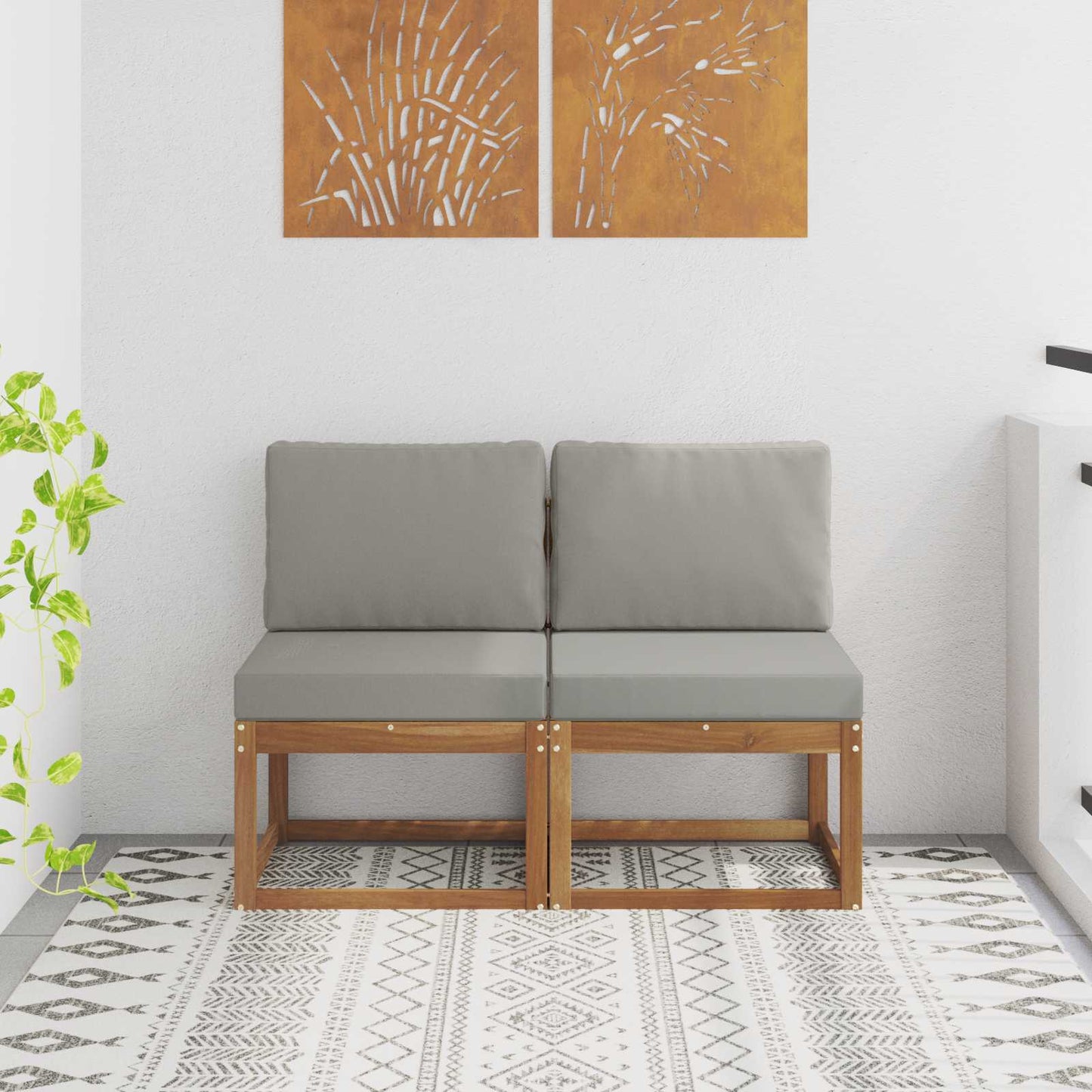 2 Stuk Buiten Midden Sofa Massief Acaciahout Naturel is nu te koop bij PeponiXL, paradijselijk wonen!