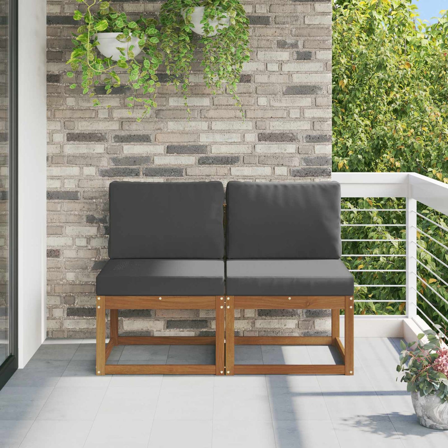 2 Stuk Buiten Midden Sofa Massief Acaciahout is nu te koop bij PeponiXL, paradijselijk wonen!