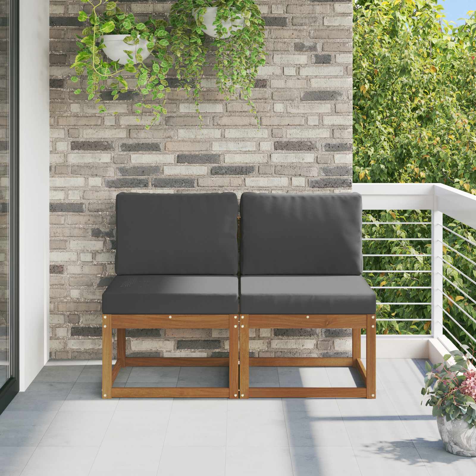2 Stuk Buiten Midden Sofa Massief Acaciahout is nu te koop bij PeponiXL, paradijselijk wonen!
