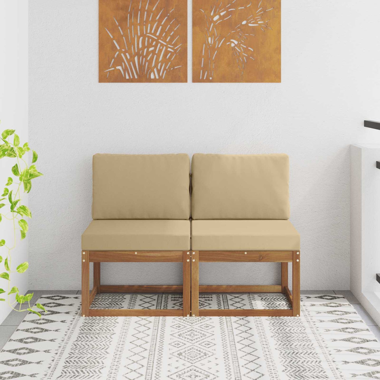 2 Stuk Buiten Midden Sofa Massief Acaciahout Naturel is nu te koop bij PeponiXL, paradijselijk wonen!