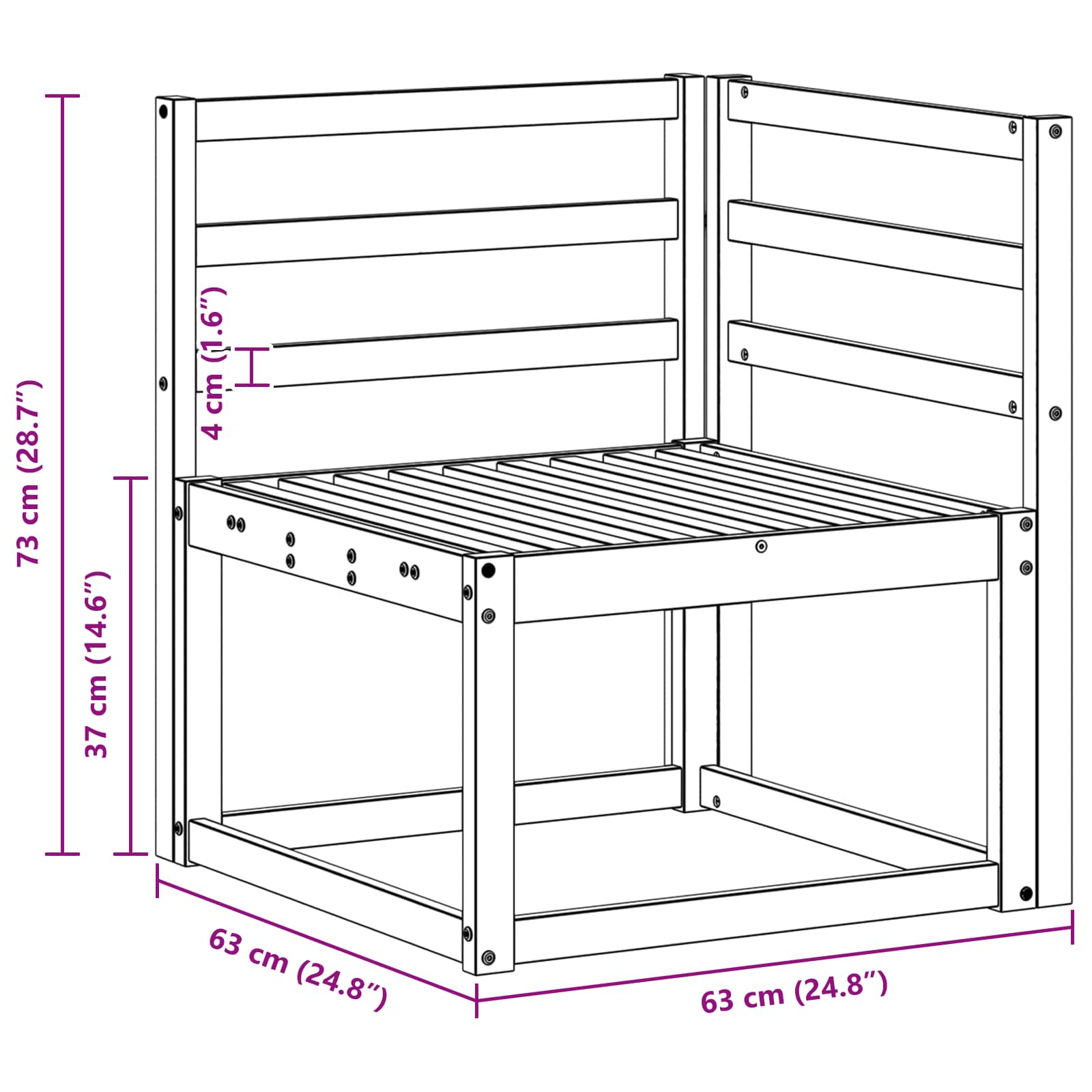 Buiten Hoek Sofa Massief Acaciahout Naturel 63 x 63 x 73 cm is nu te koop bij PeponiXL, paradijselijk wonen!