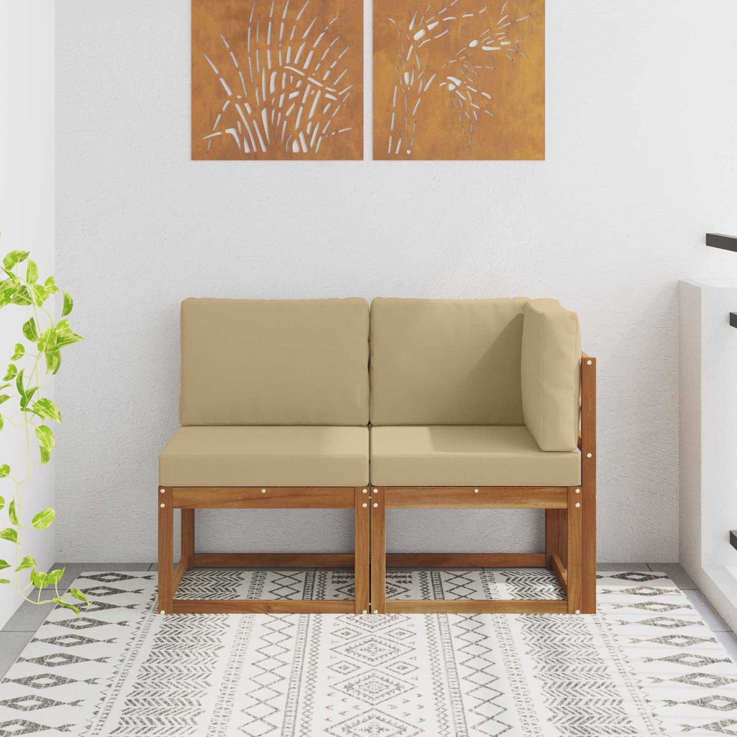 Outdoor Midden- en Hoeksalon 2 Stuk Natuurlijk en Beige is nu te koop bij PeponiXL, paradijselijk wonen!