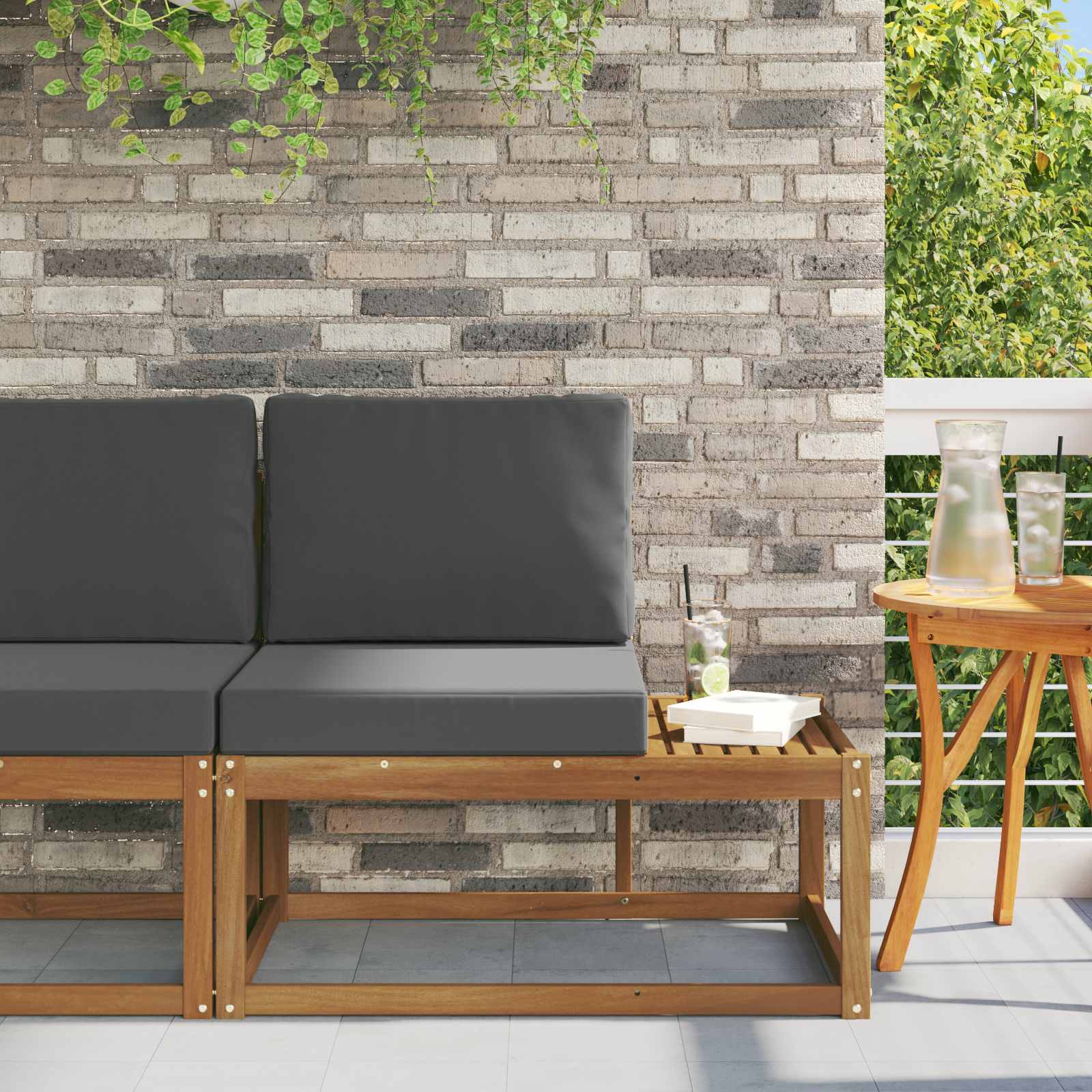 Buiten Eind Sofa Natuurlijk en Antraciet 91 x 63 x 73 cm is nu te koop bij PeponiXL, paradijselijk wonen!