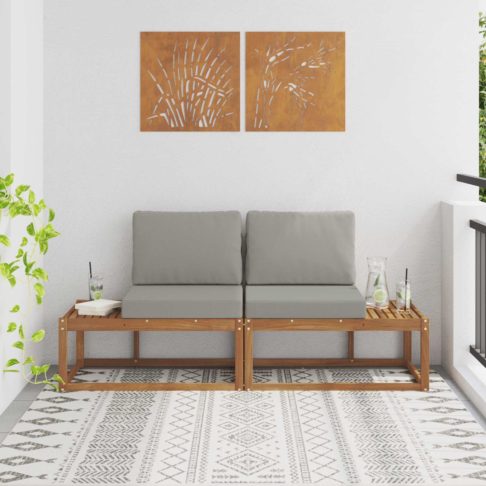 Buiten Eind Sofa met kussen 2 Stuk Natuurlijk en Lichtgrijs is nu te koop bij PeponiXL, paradijselijk wonen!