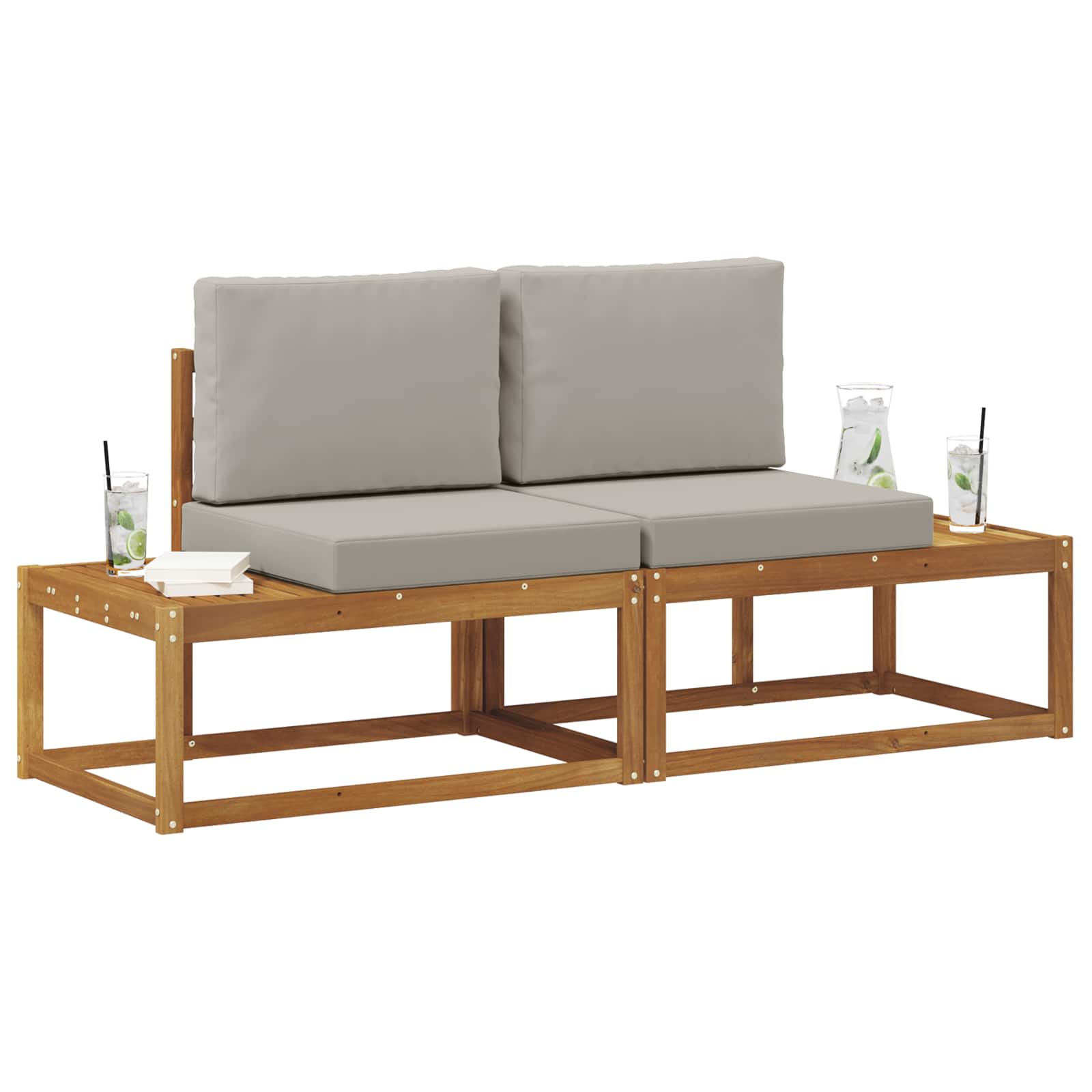 Buiten Eind Sofa met kussen 2 Stuk Natuurlijk en Lichtgrijs is nu te koop bij PeponiXL, paradijselijk wonen!