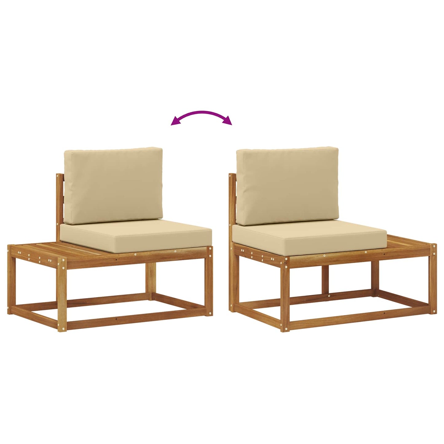 Buiten Eind Sofa 2 Stuk Natuurlijk en Beige Massief Acaciahout is nu te koop bij PeponiXL, paradijselijk wonen!