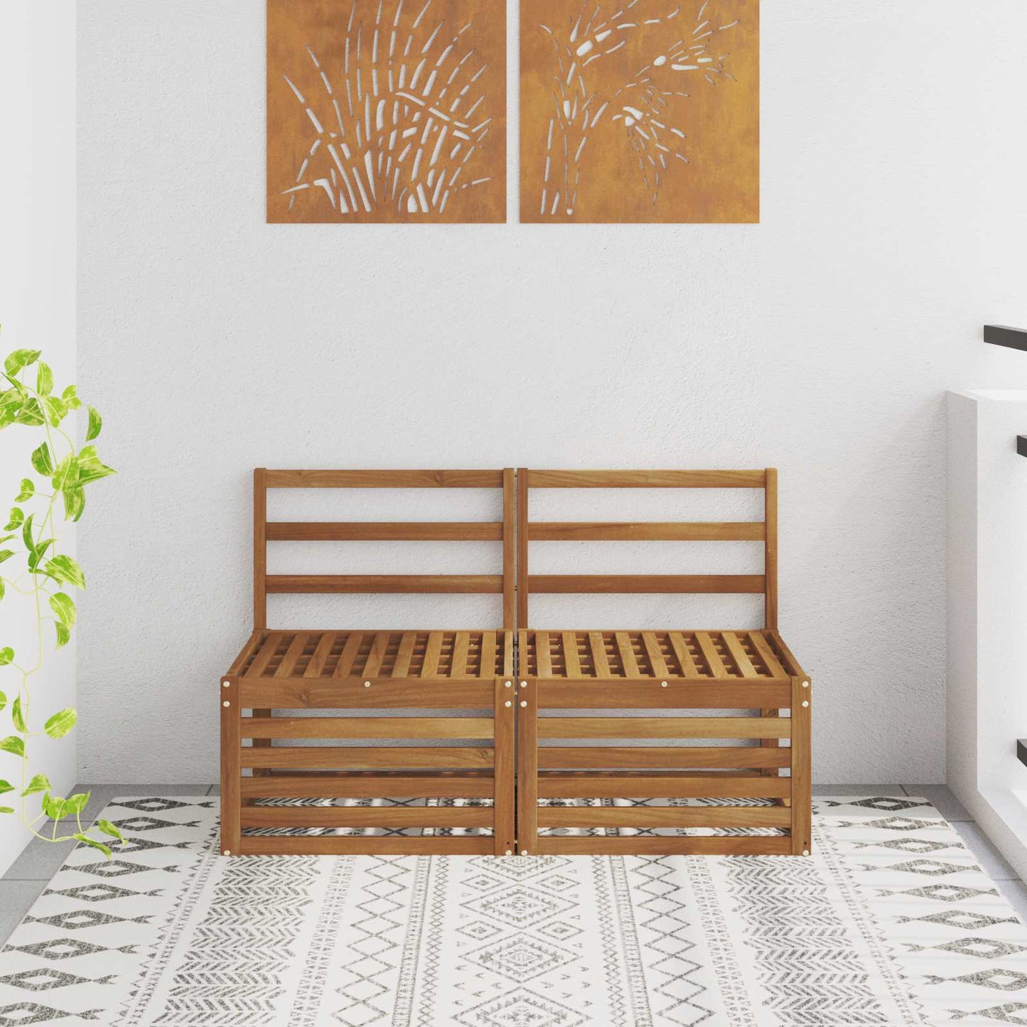2 Stuk Buiten Midden Sofa Massief Acaciahout Naturel is nu te koop bij PeponiXL, paradijselijk wonen!