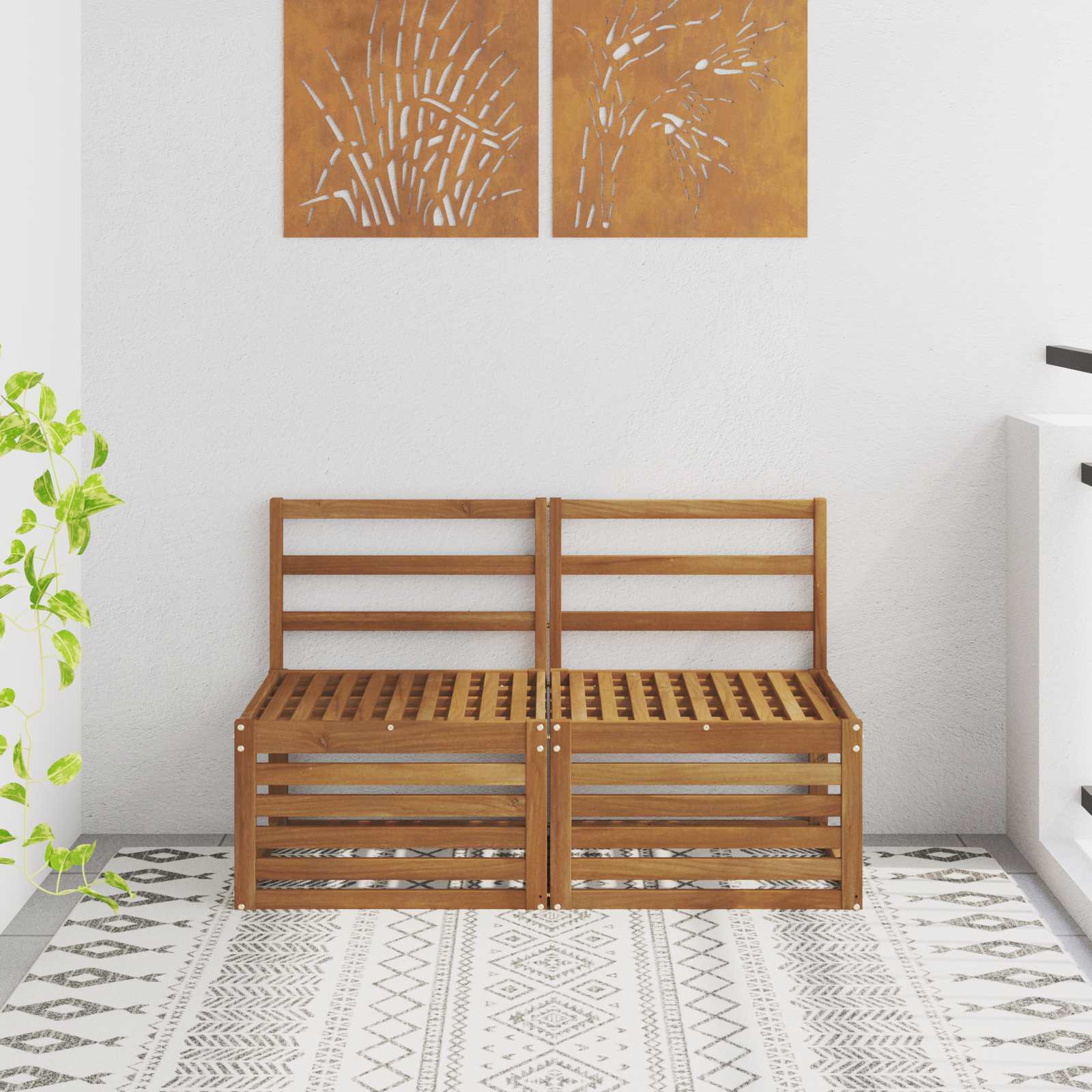 2 Stuk Buiten Midden Sofa Massief Acaciahout Naturel is nu te koop bij PeponiXL, paradijselijk wonen!