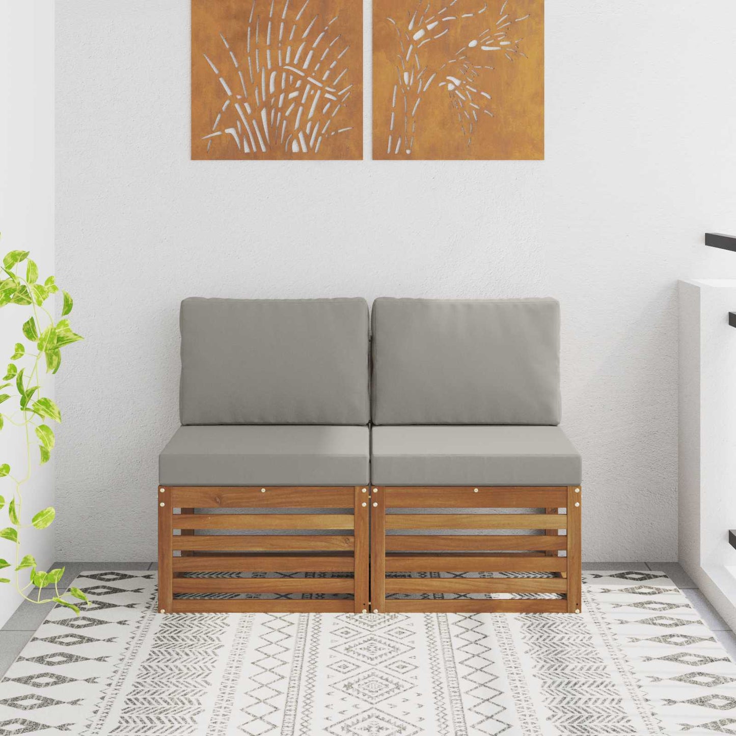 2 Stuk Buiten Midden Sofa Massief Acaciahout Naturel is nu te koop bij PeponiXL, paradijselijk wonen!