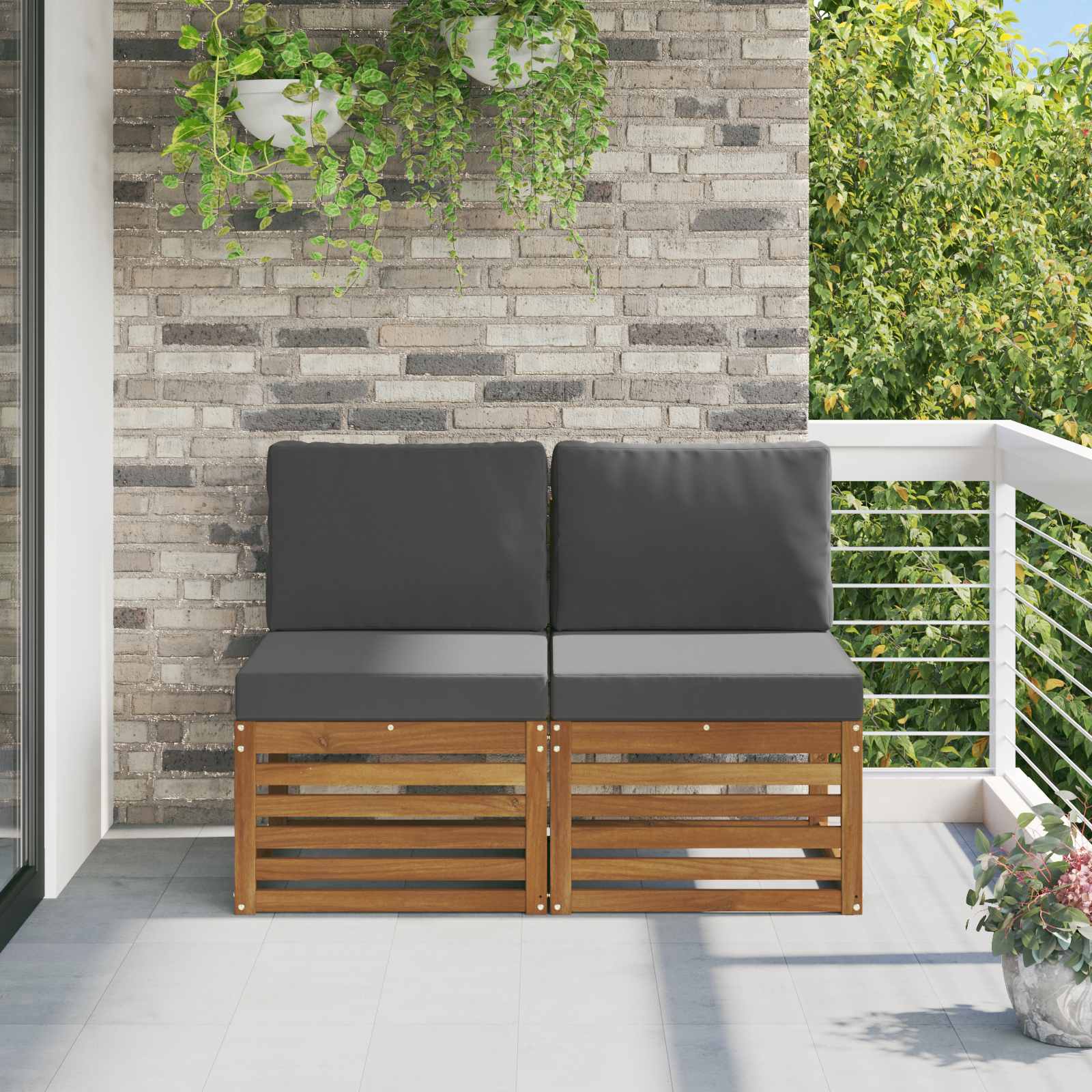 2 Stuk Buiten Midden Sofa Massief Acaciahout Naturel is nu te koop bij PeponiXL, paradijselijk wonen!
