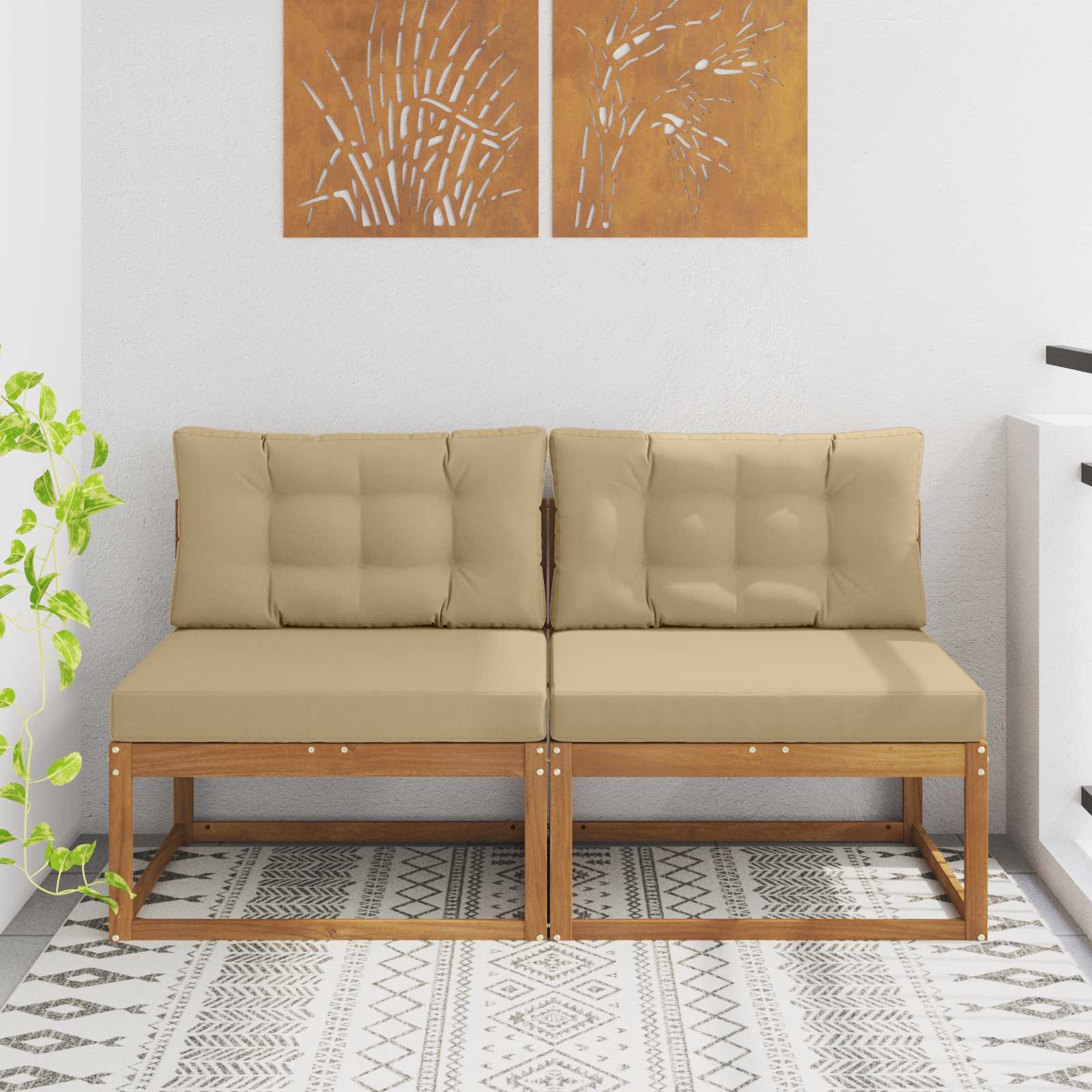 Buiten Midden Sofa met kussen 2 Stuk Naturel is nu te koop bij PeponiXL, paradijselijk wonen!