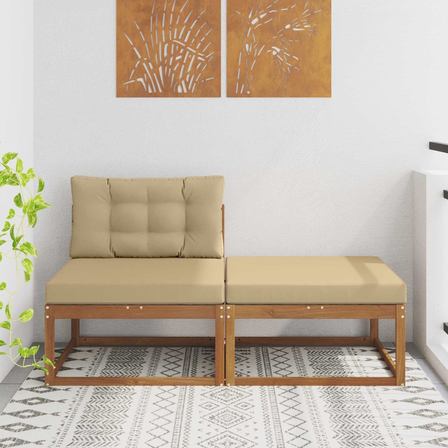 Sectie Sofa Eenheden met kussen 2 Stuk Naturel is nu te koop bij PeponiXL, paradijselijk wonen!
