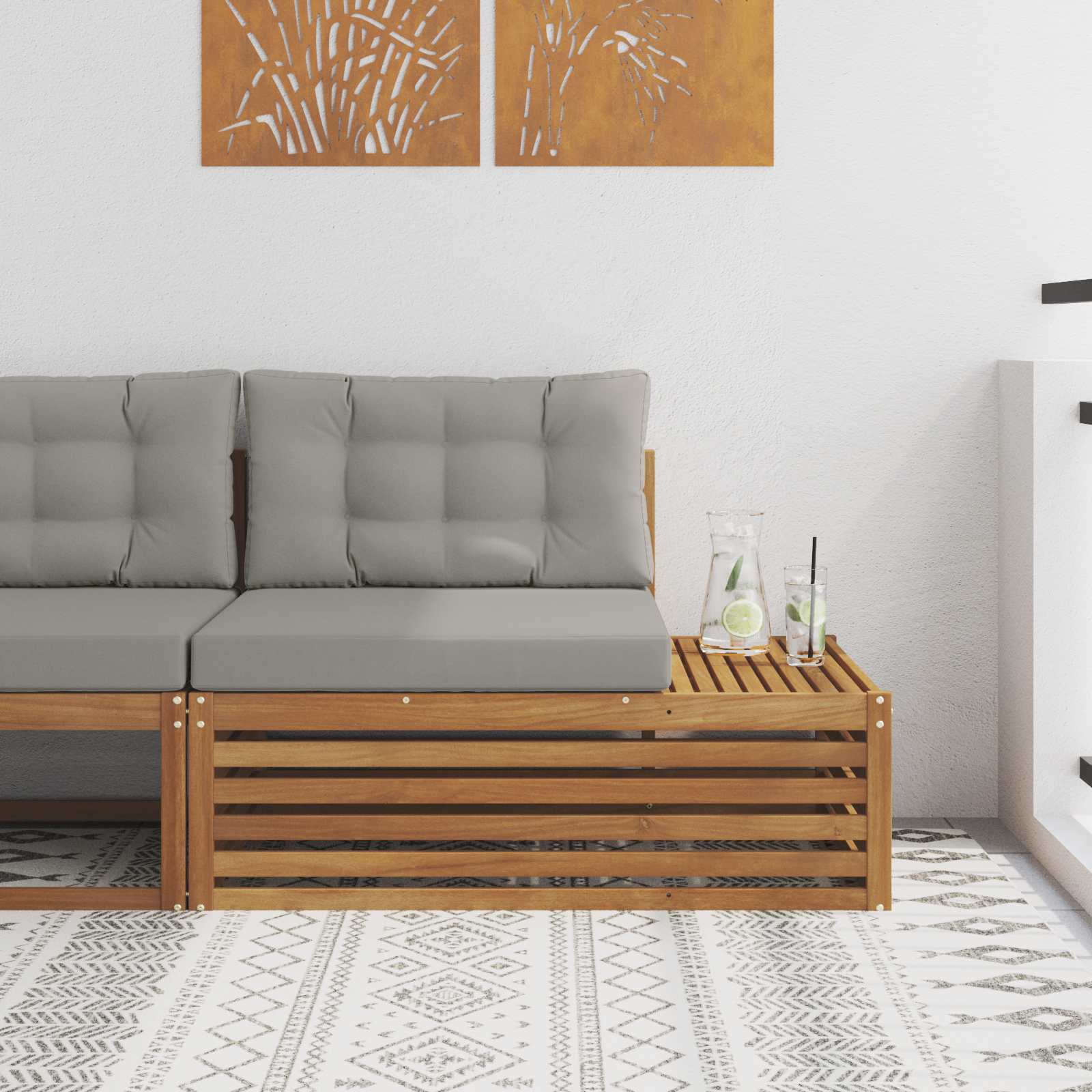Buiten Eindbank met kussen 3 Stuk Natuurlijk en Lichtgrijs is nu te koop bij PeponiXL, paradijselijk wonen!
