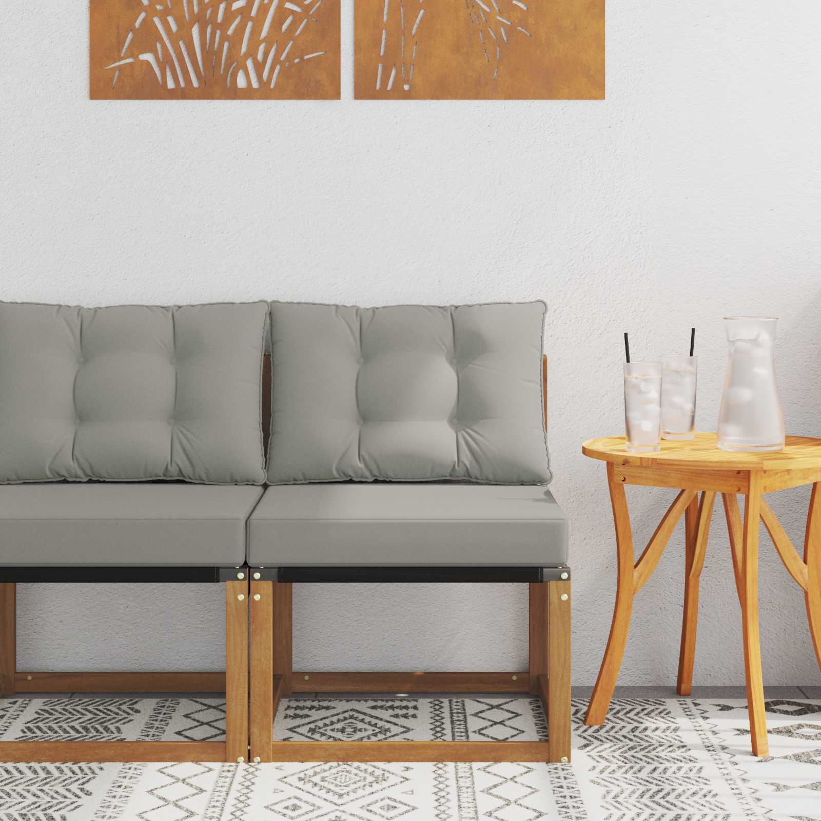Buitenzitmiddelsofa Massief acaciahout en Textilene Stof is nu te koop bij PeponiXL, paradijselijk wonen!