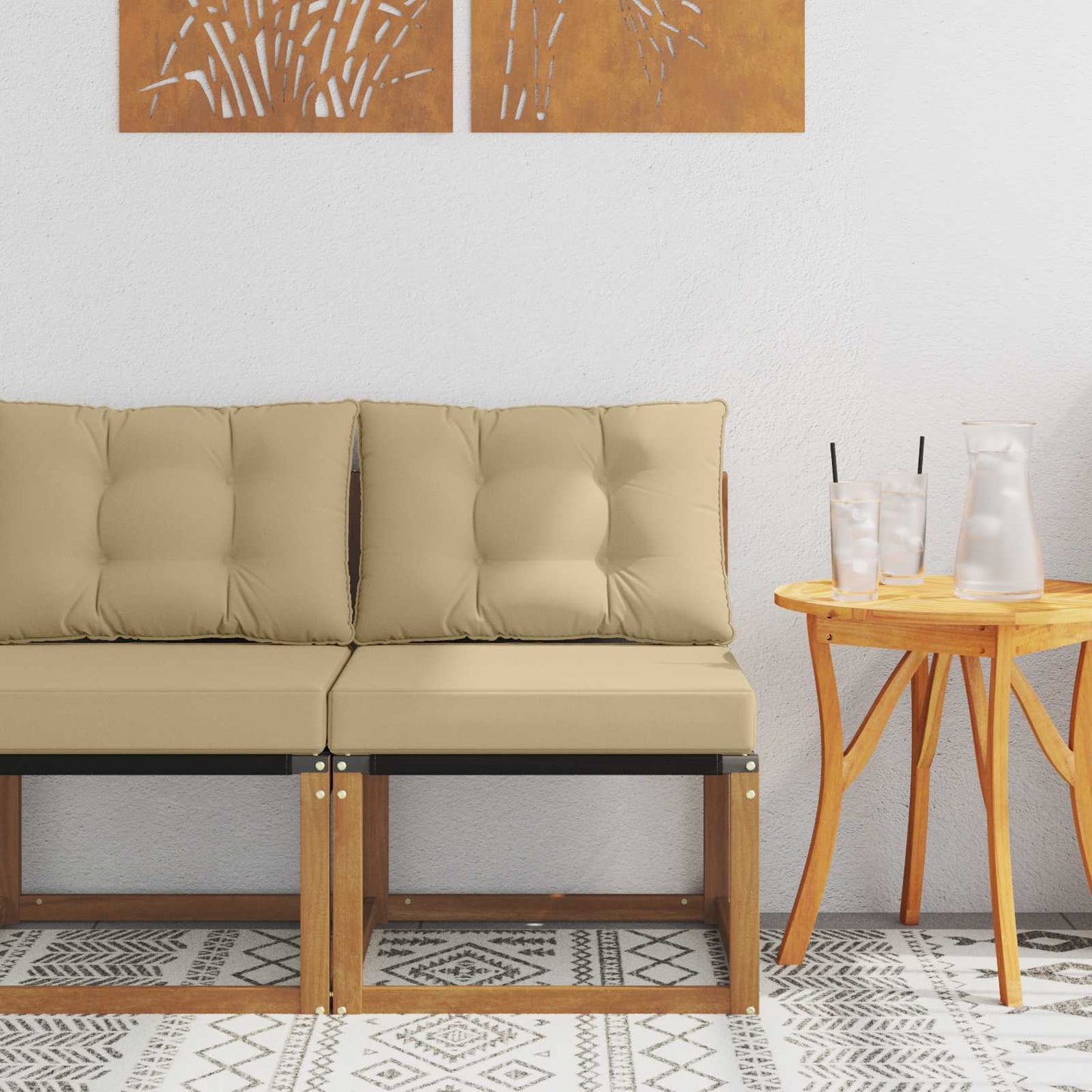 Buitenzitmiddelsofa Massief acaciahout en Textilene Stof is nu te koop bij PeponiXL, paradijselijk wonen!